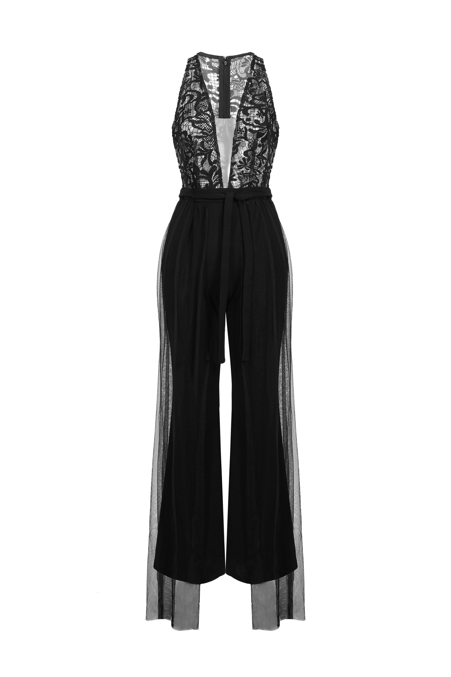 Zaina Deep-V Lace Sleeveless Jumpsuit