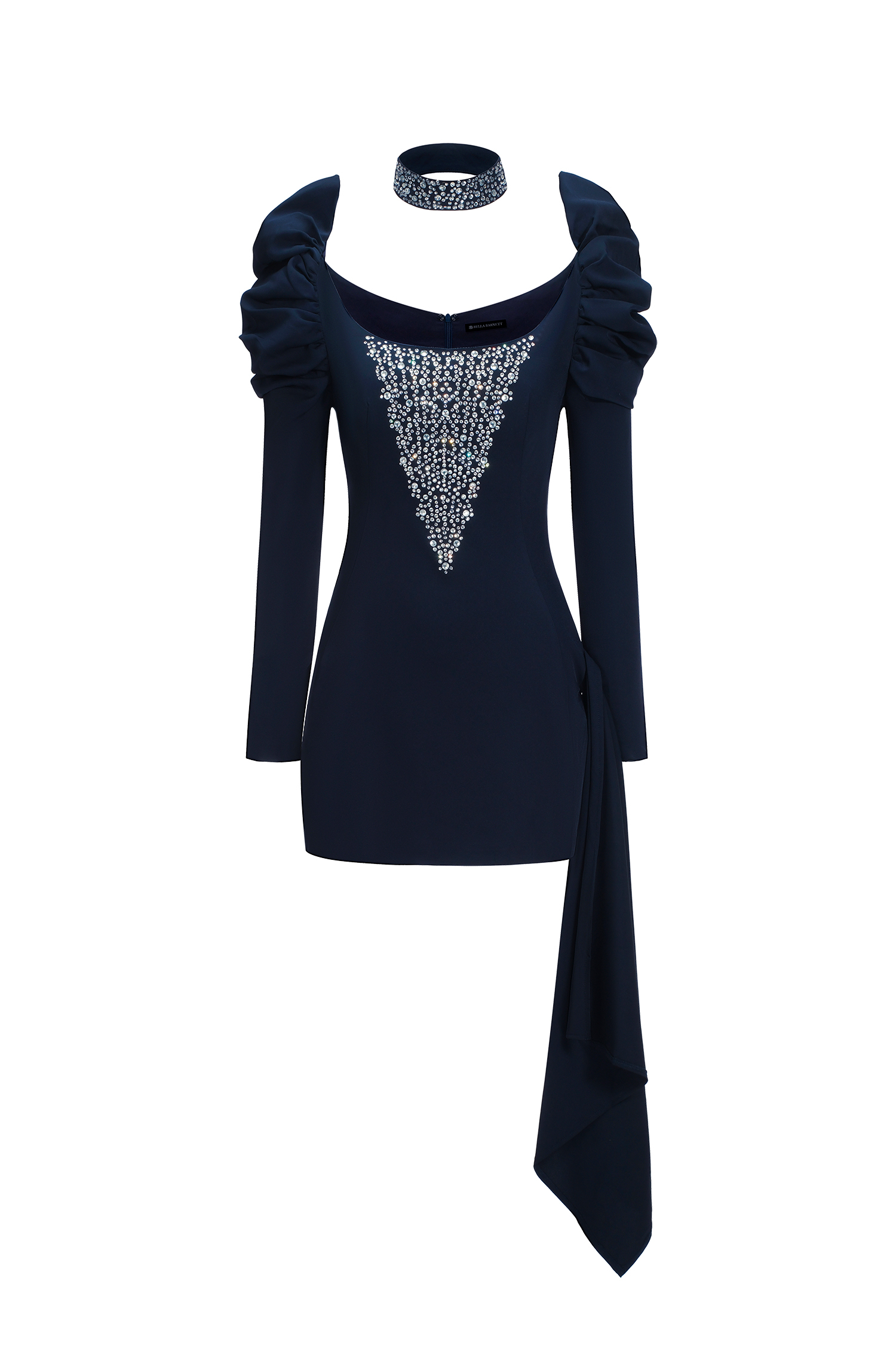 Koko Long Sleeves Ruffled Diamond Mini Dress