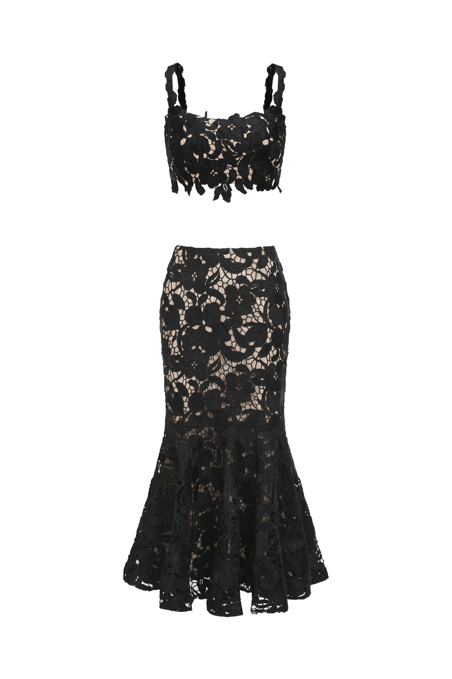 Siara Sleeveless Lace Fishtail Maxi Two-Piece Set