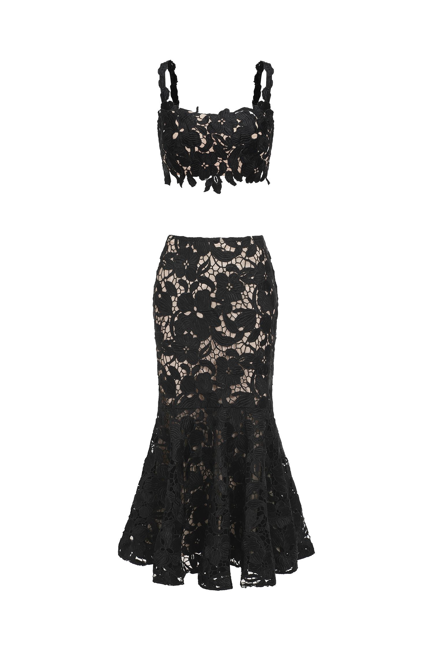 Siara Sleeveless Lace Fishtail Maxi Two-Piece Set
