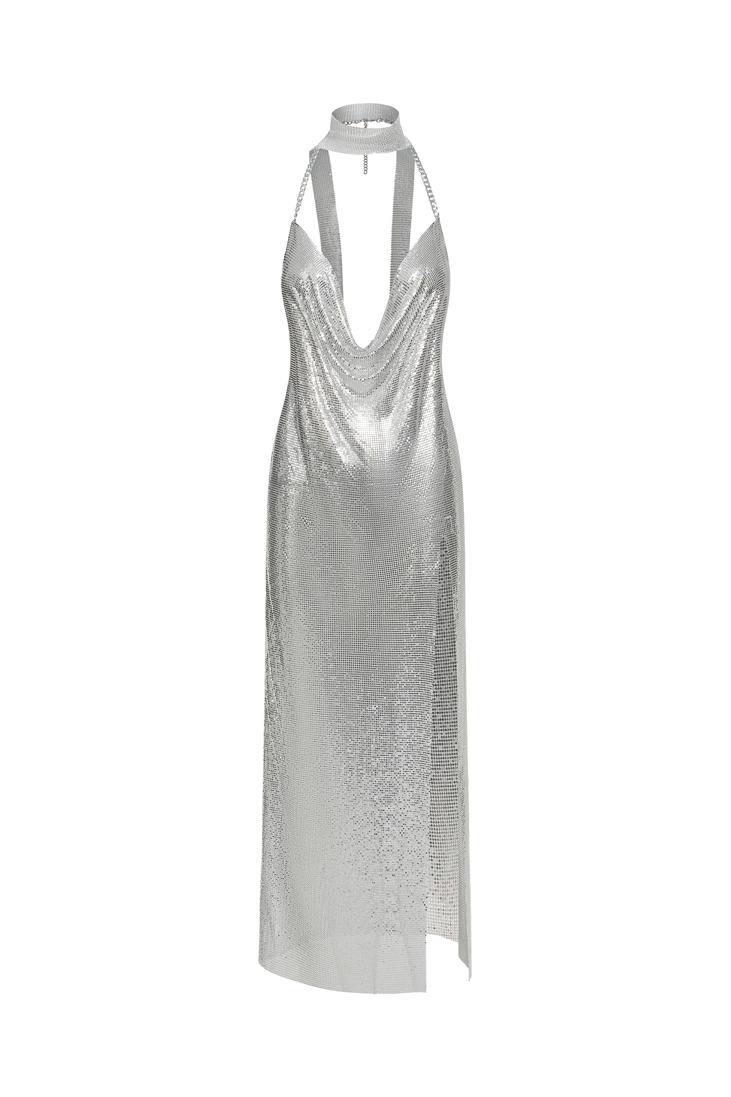 Ysabel Halter V-Neck Slit Maxi Dress