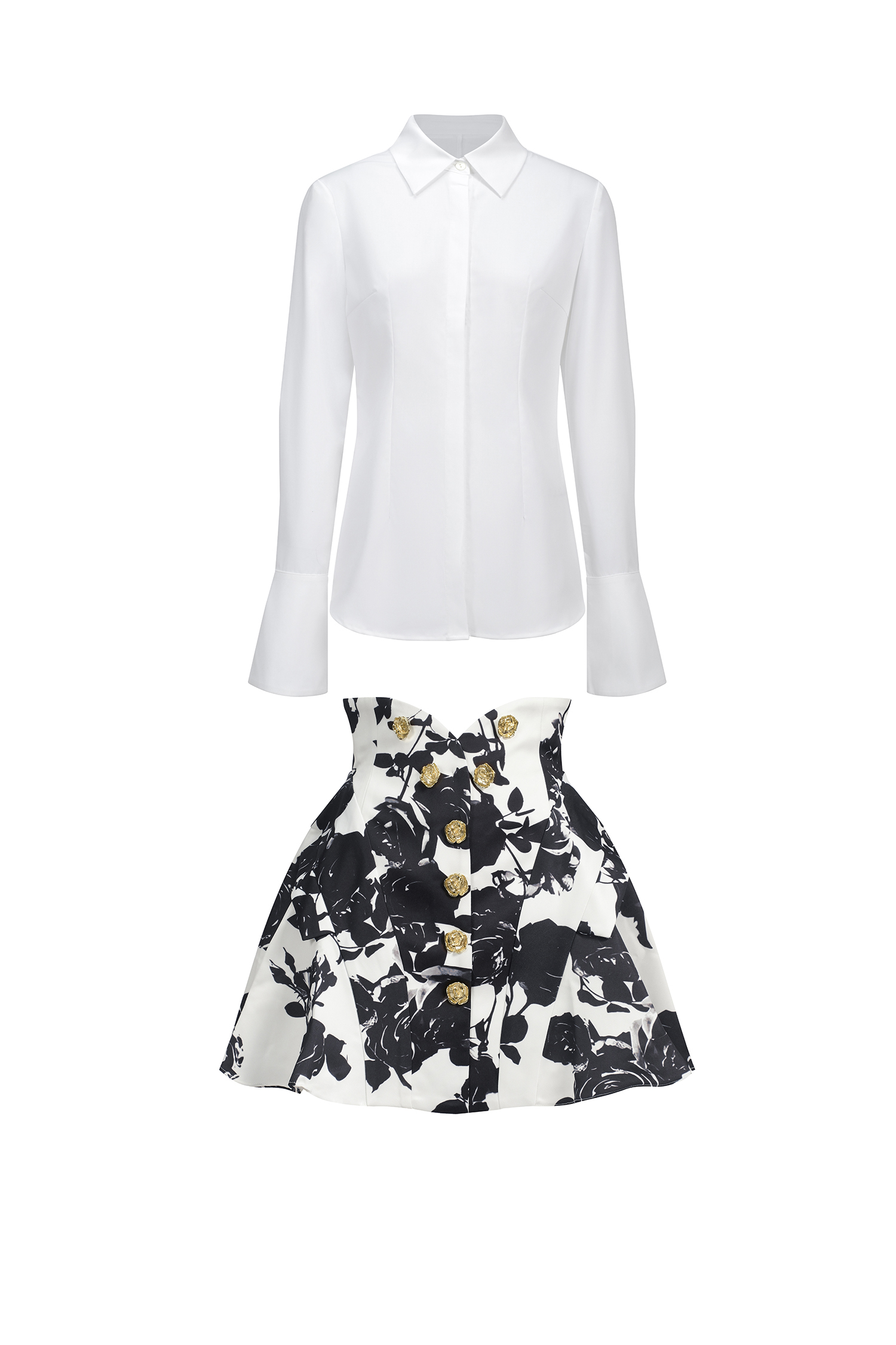 Eithne Long Sleeve Printing Mini Two-Piece Set