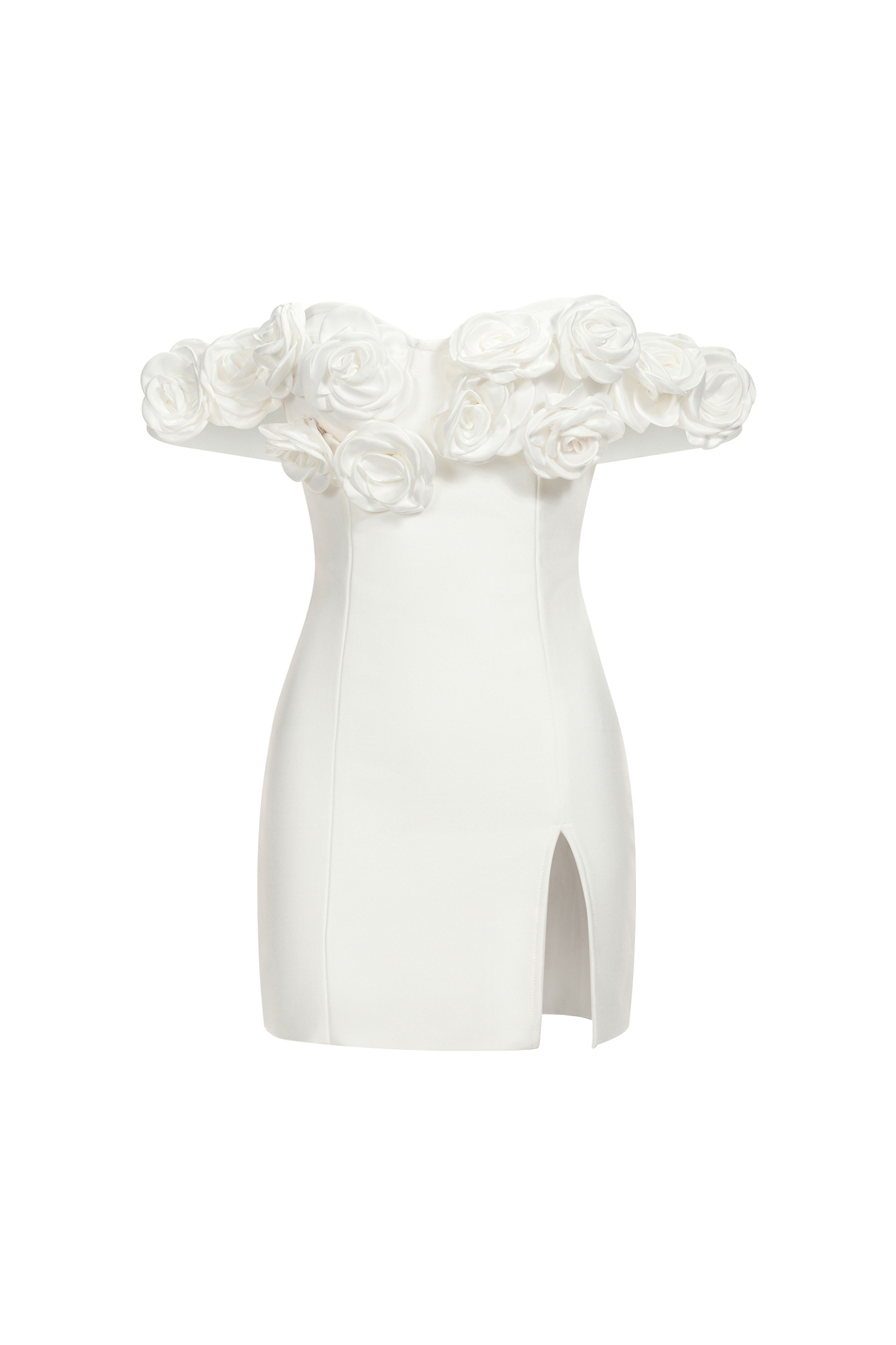 Jaza One Shoulder Flowers High Slit Bandage Mini Dress