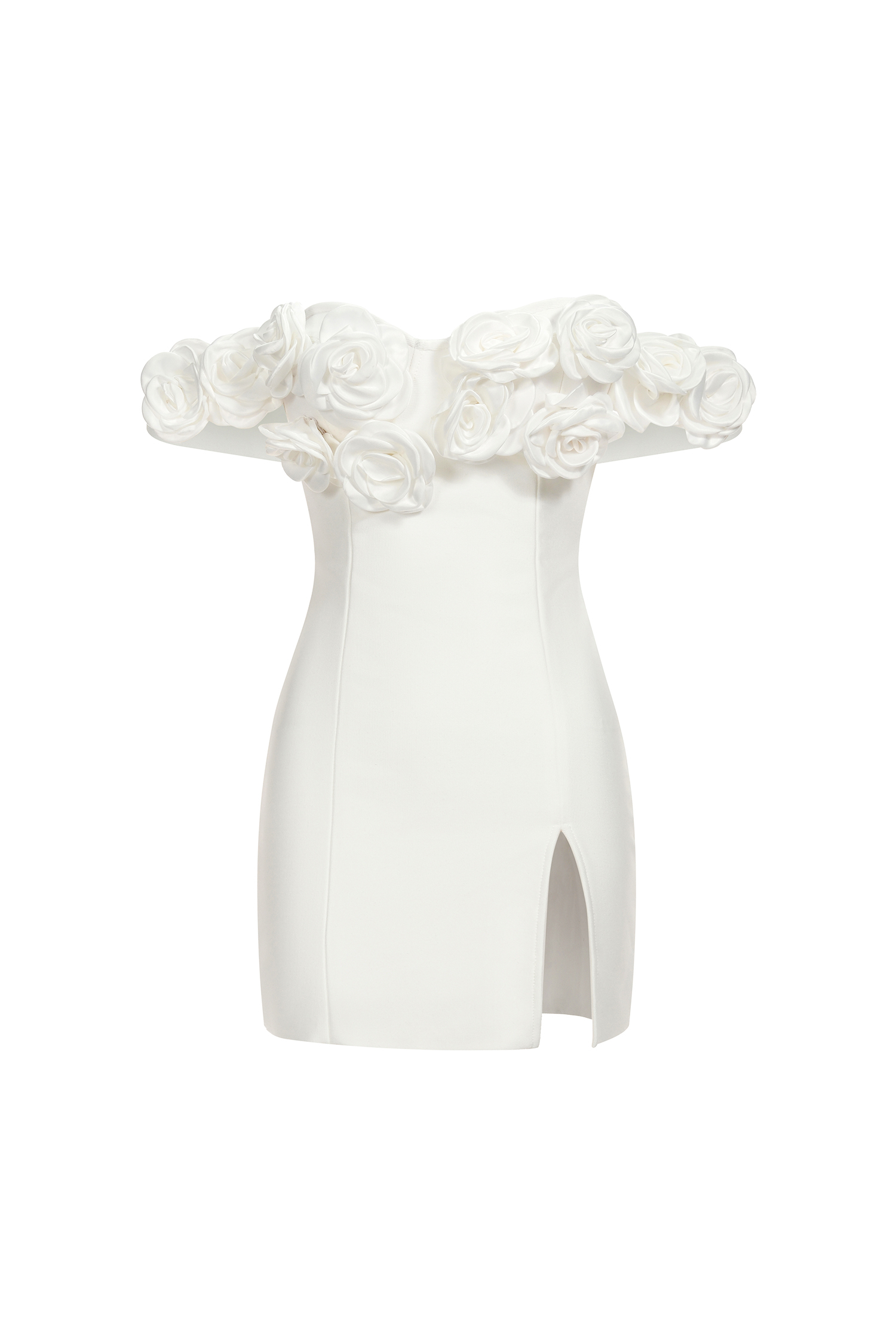 Jaza One Shoulder Flowers High Slit Bandage Mini Dress