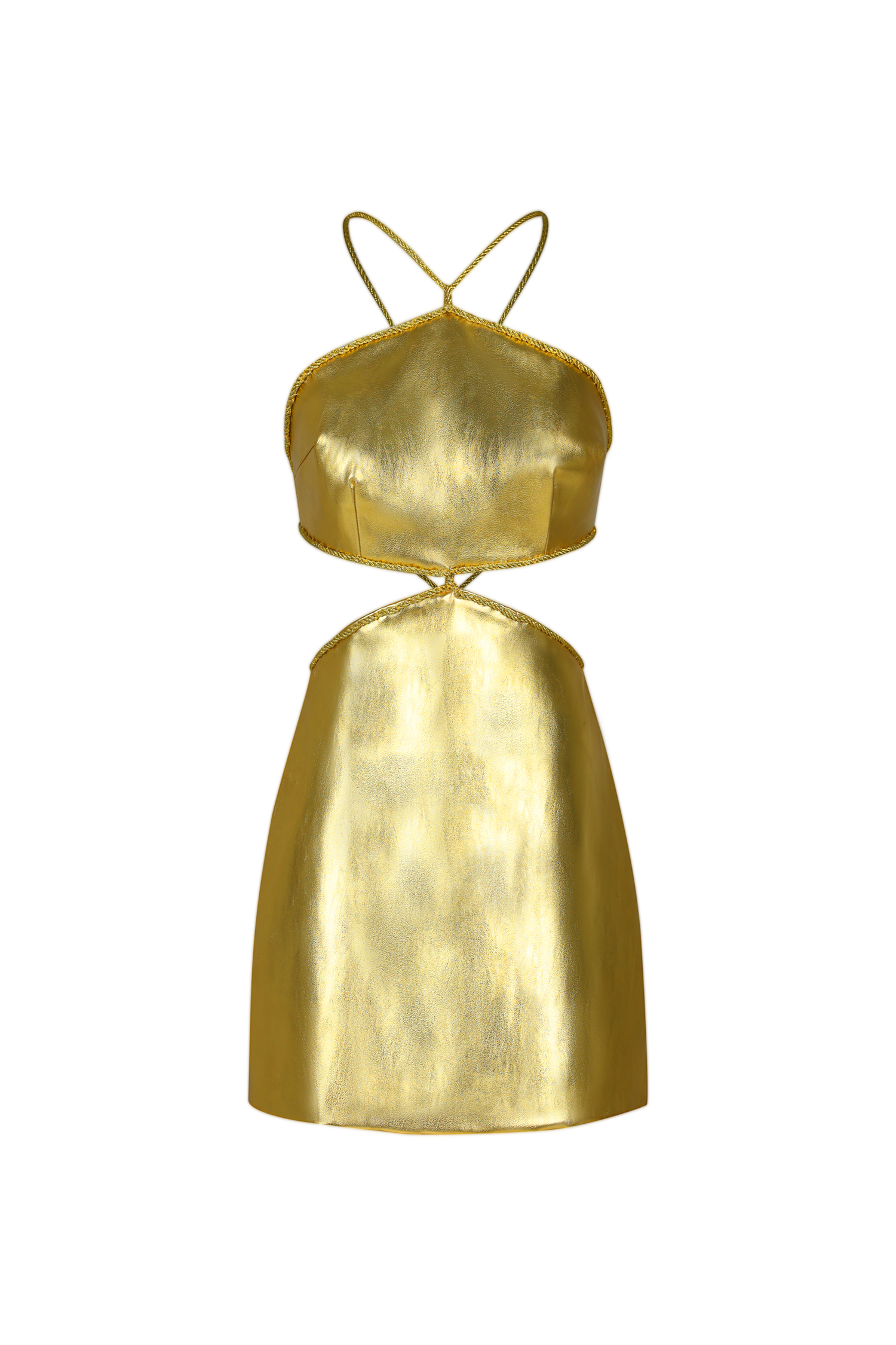 Pola Backless Leather Mini Dress