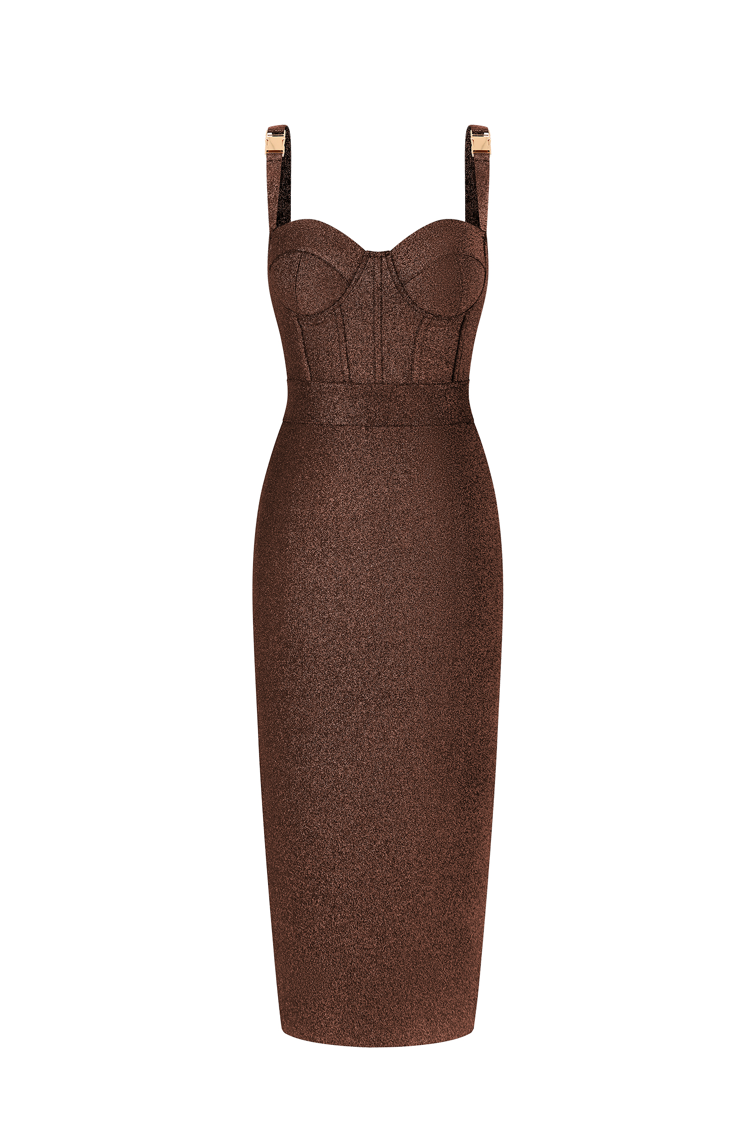 Ziriy Sleeveless V-Neck Bandage Brown Maxi Dress