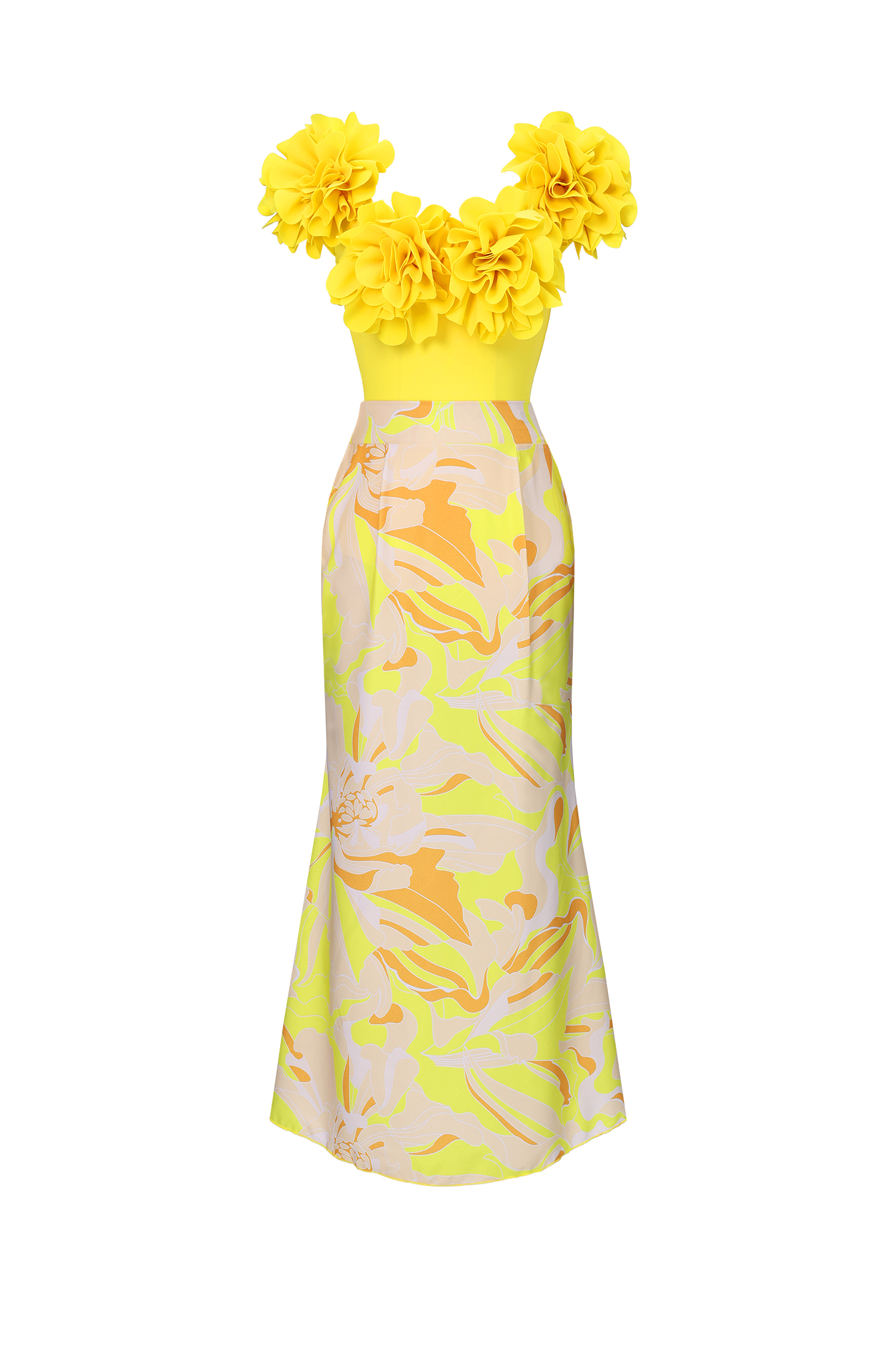 Veva Off-the-Shoulder Flowers Maxi Two-Piece Set