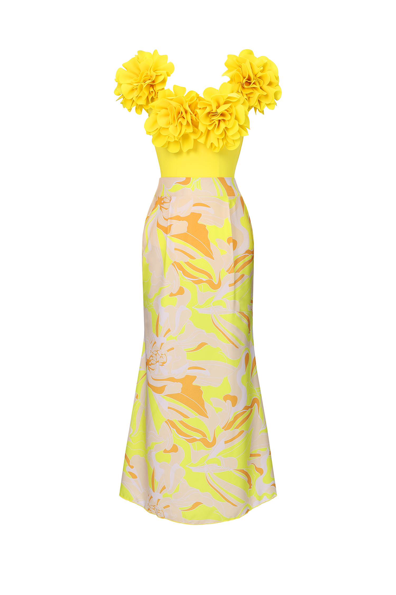 Veva Off-the-Shoulder Flowers Maxi Two-Piece Set
