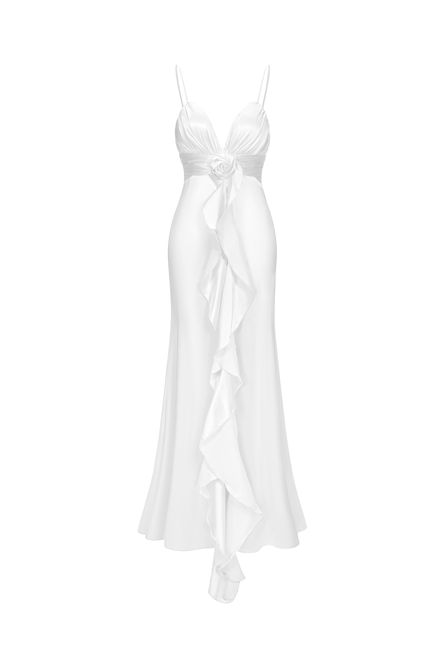 Yvonne Sleeveless V-Neck Flowers Flounce Maxi Dress