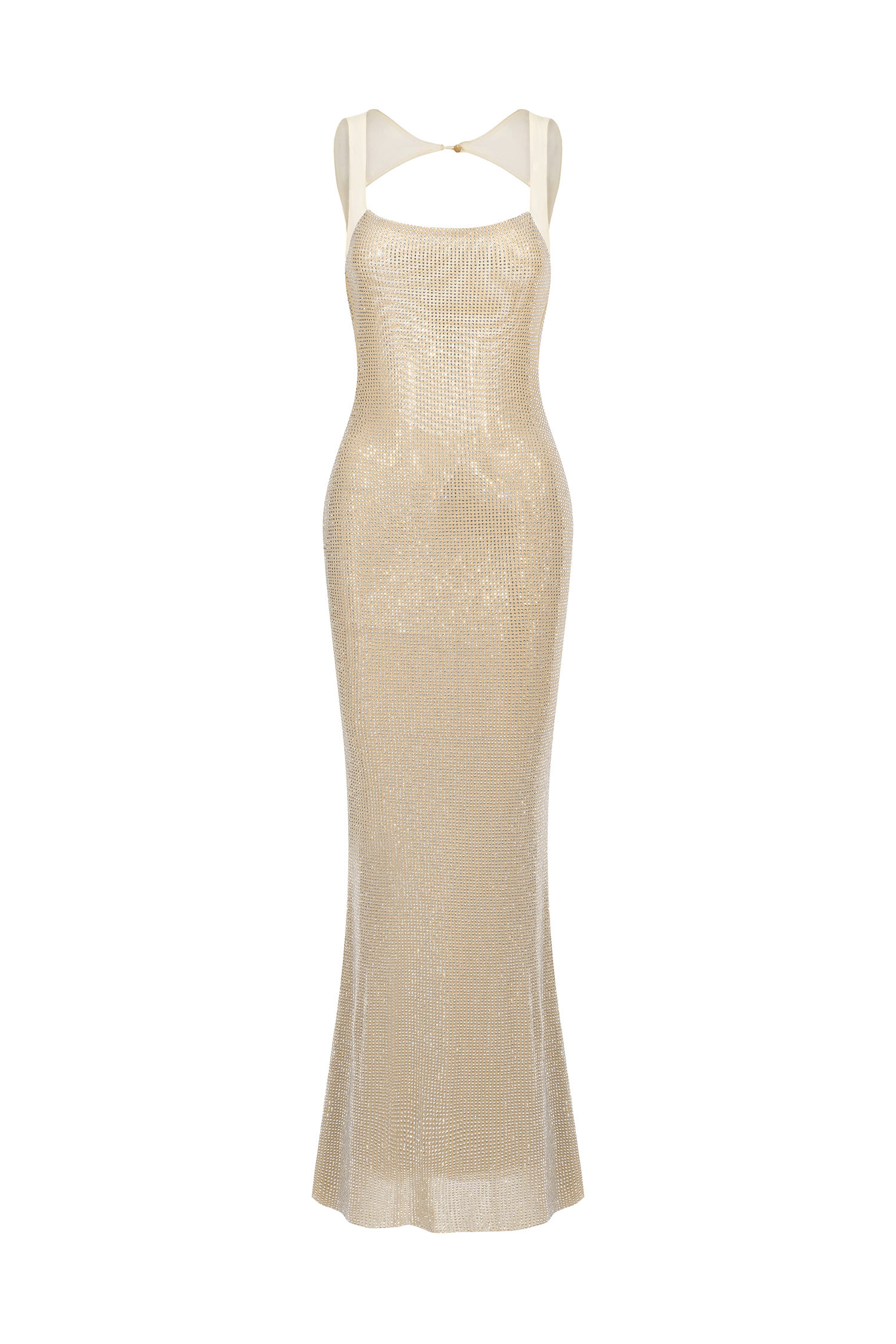 Pillose Halter Diamond Backless Maxi Dress