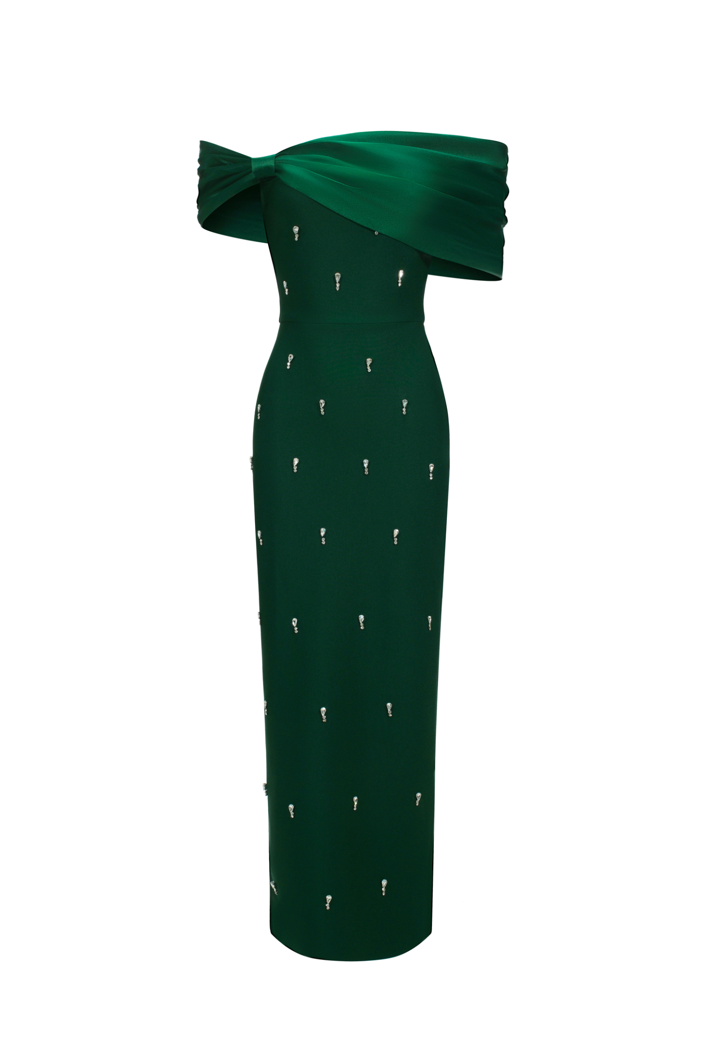 Palez Sleeveless One Shoulder Diamond Bow Bandage Maxi Dress