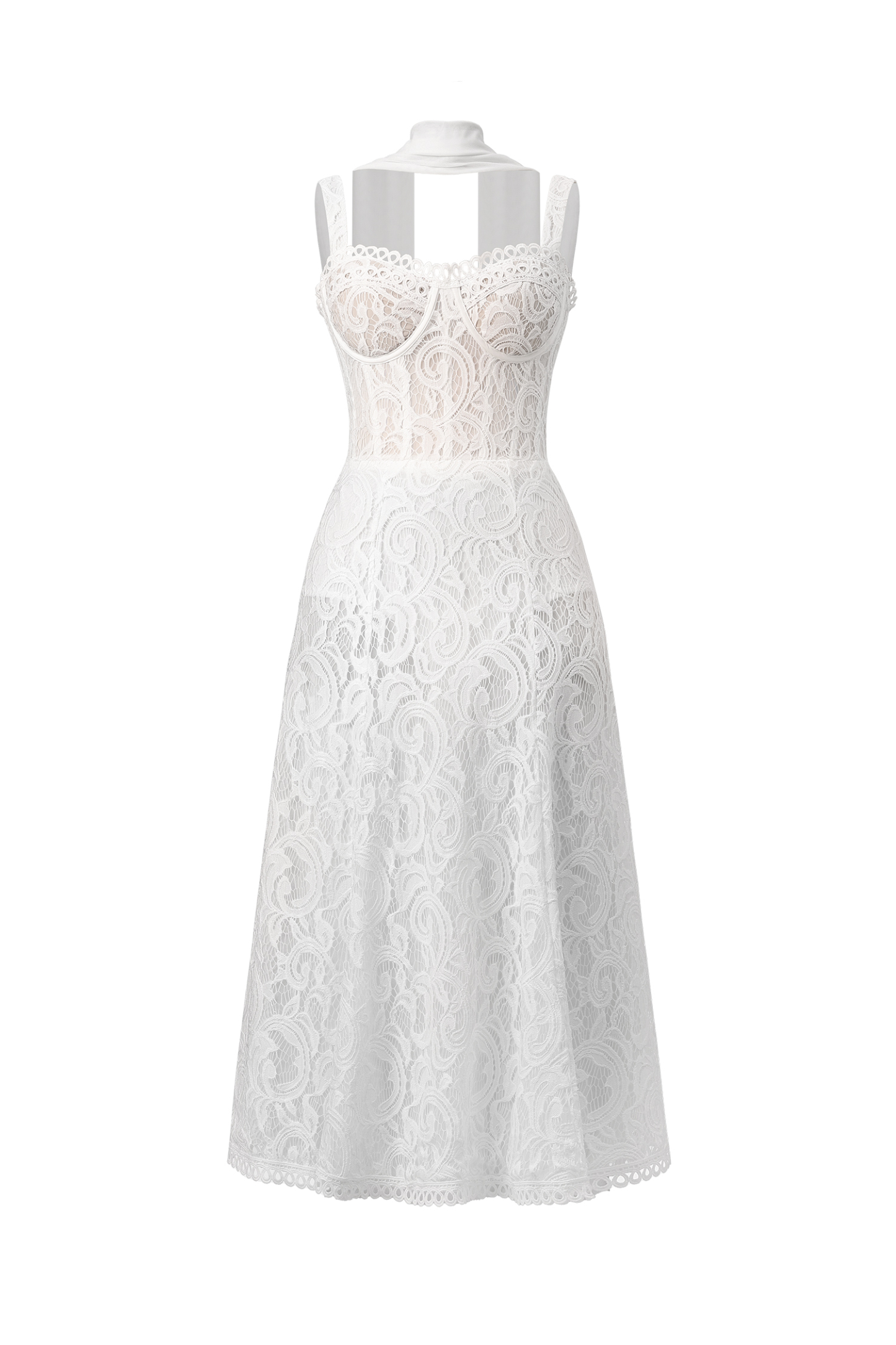 Junya Lace Corset Sleeveless Midi Dress