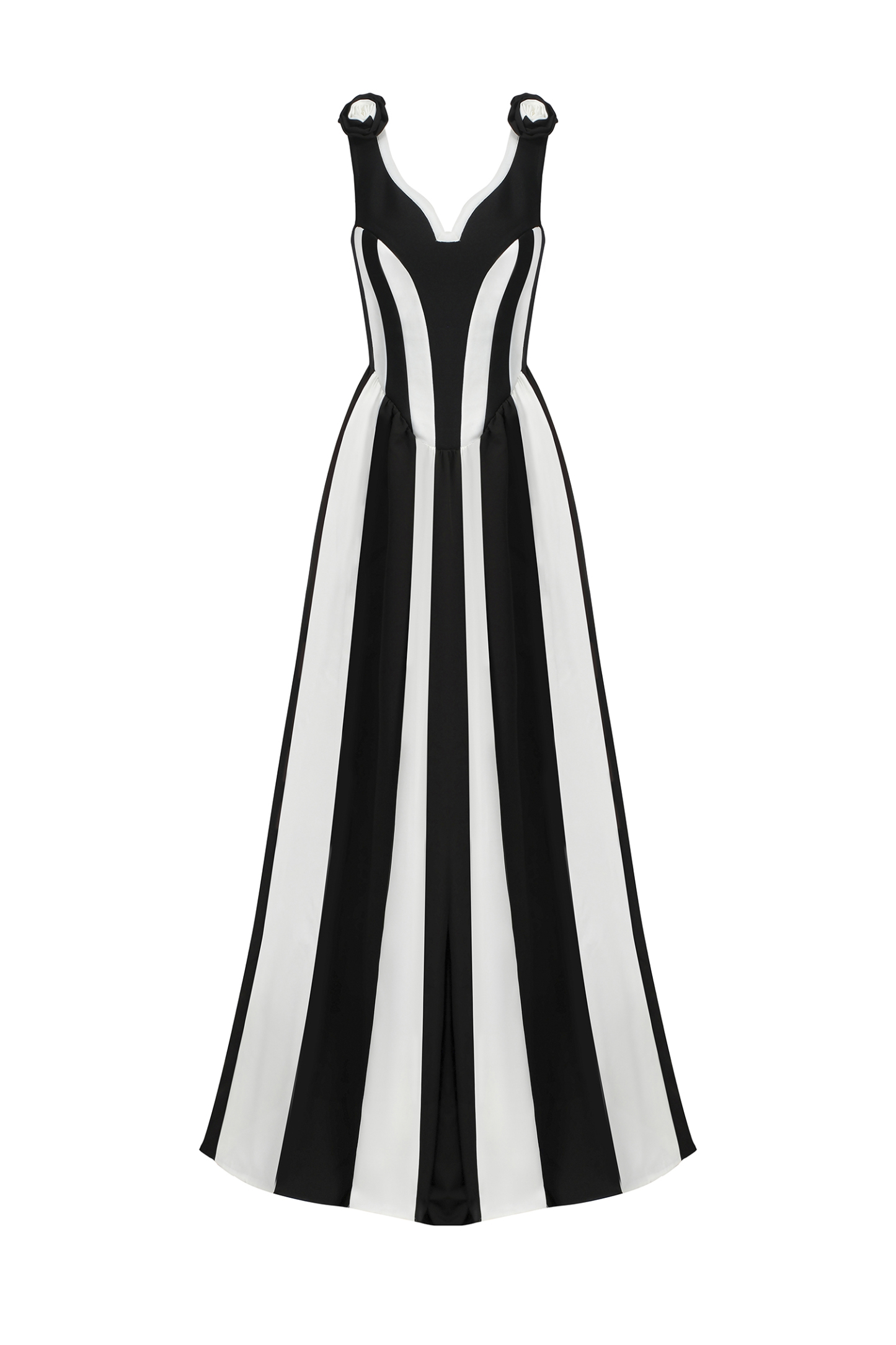 Omega Sleeveless V-Neck Flowers Bandage Maxi Dress