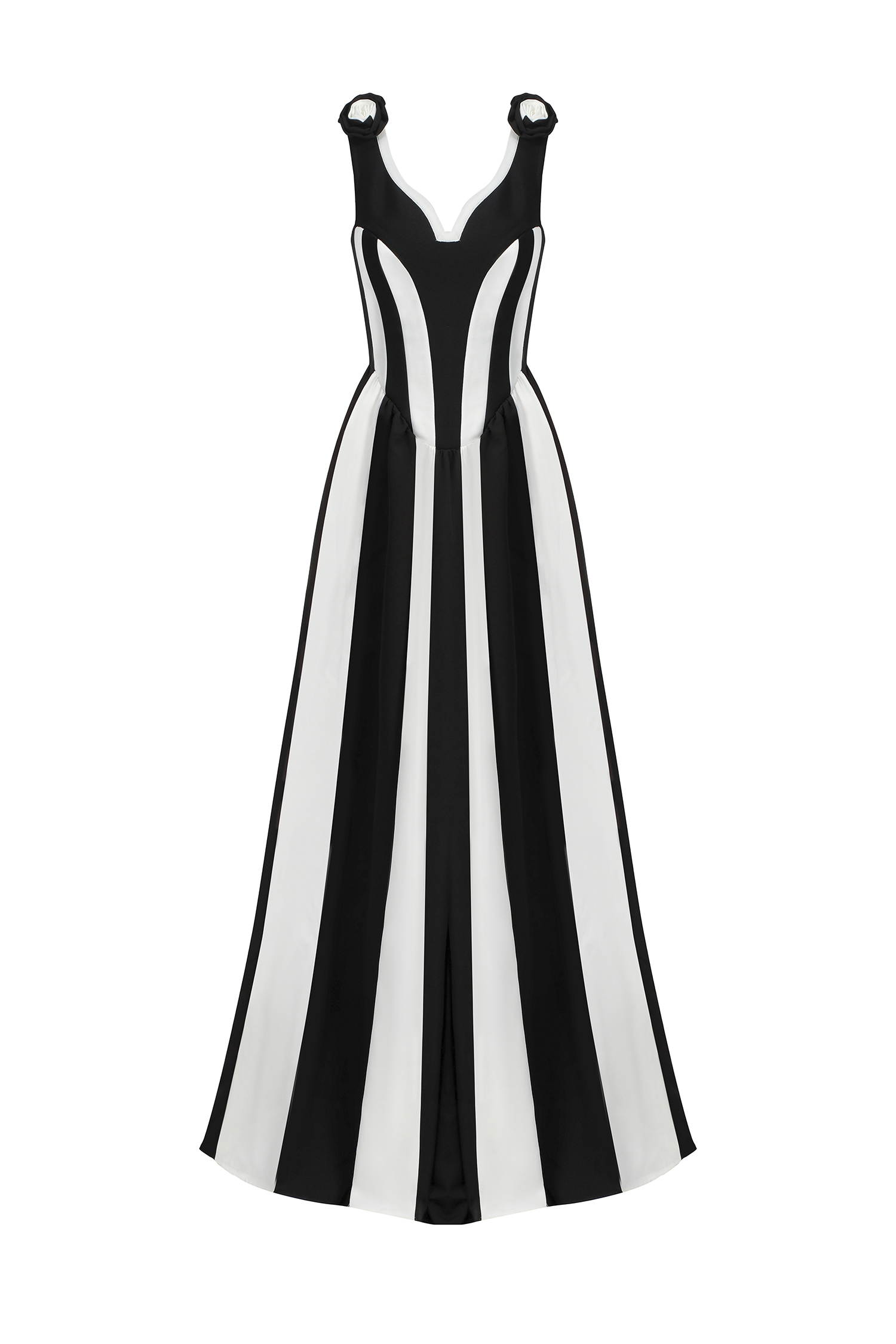 Omega Sleeveless V-Neck Flowers Bandage Maxi Dress