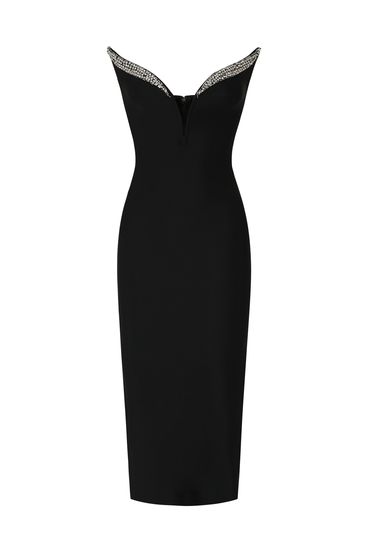 Pilisa Sleeveless V-Neck Diamond Bandage Midi Dress