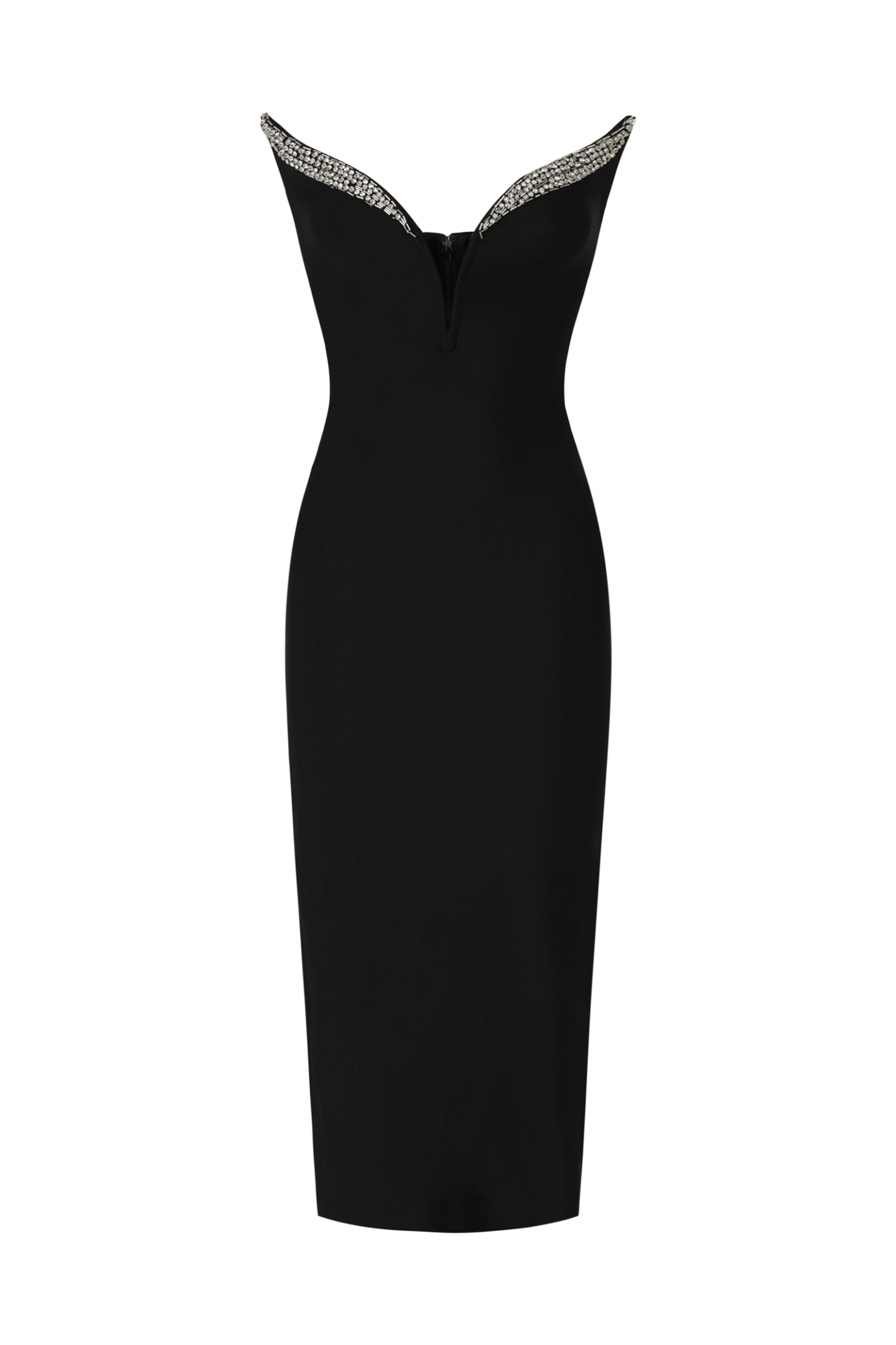 Pilisa Sleeveless V-Neck Diamond Bandage Midi Dress