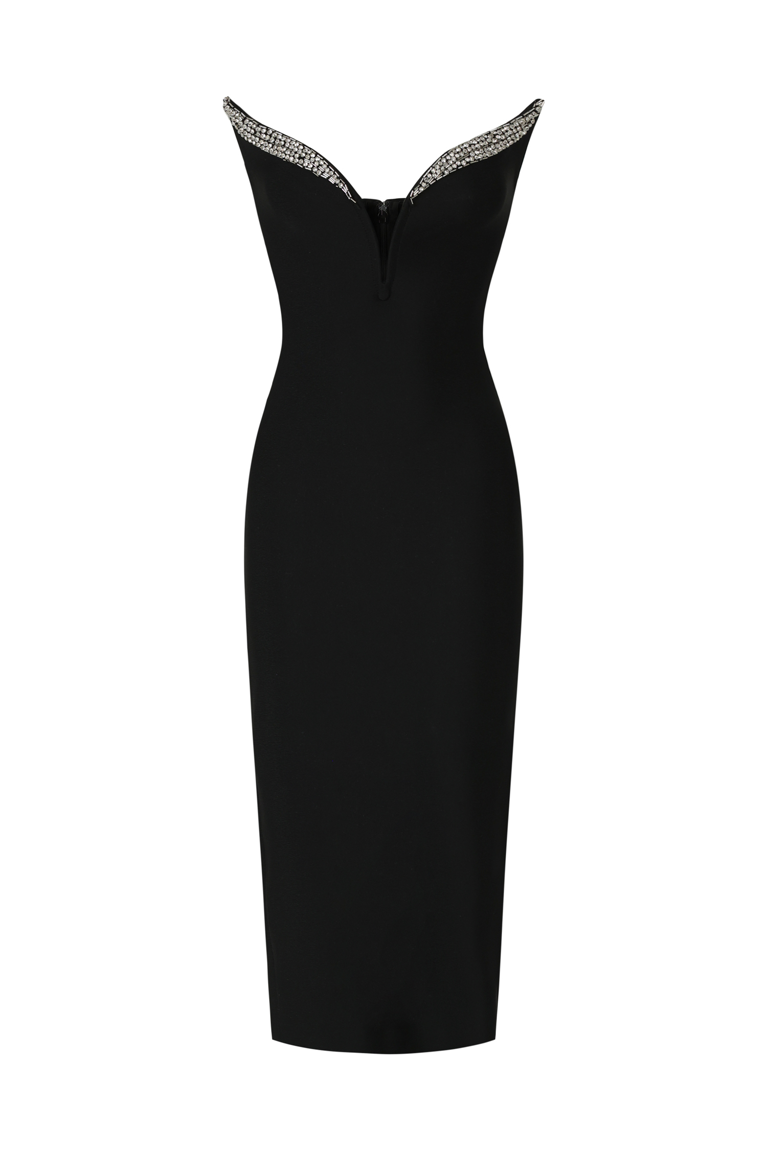 Pilisa Sleeveless V-Neck Diamond Bandage Midi Dress