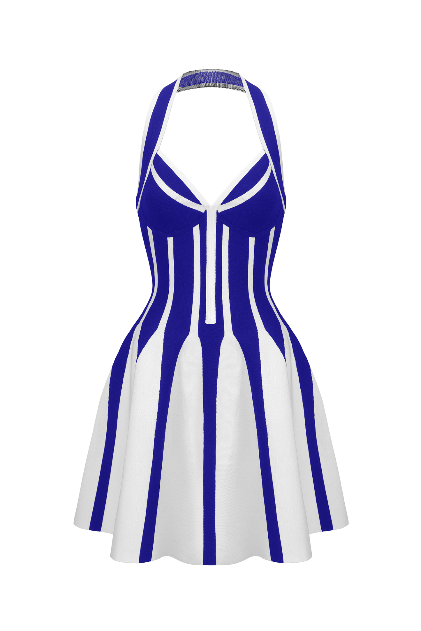 Eudora Halter Sleeveless Streak Bandage Blue Mini Dress