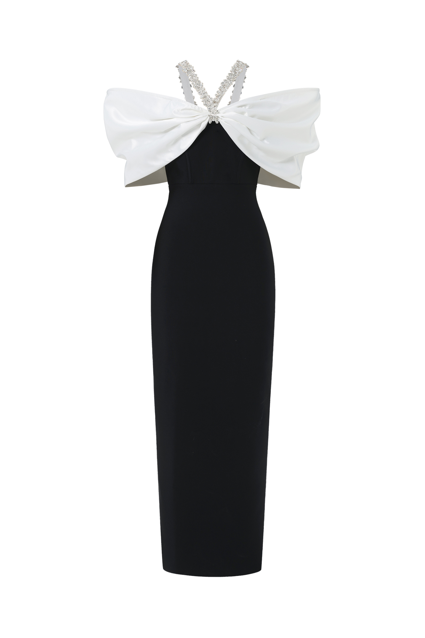 andwang Élégance Ribbon Dress S Lucifa Halter Sleeveless Bow Diamond Ribbon Bandage Maxi Dress