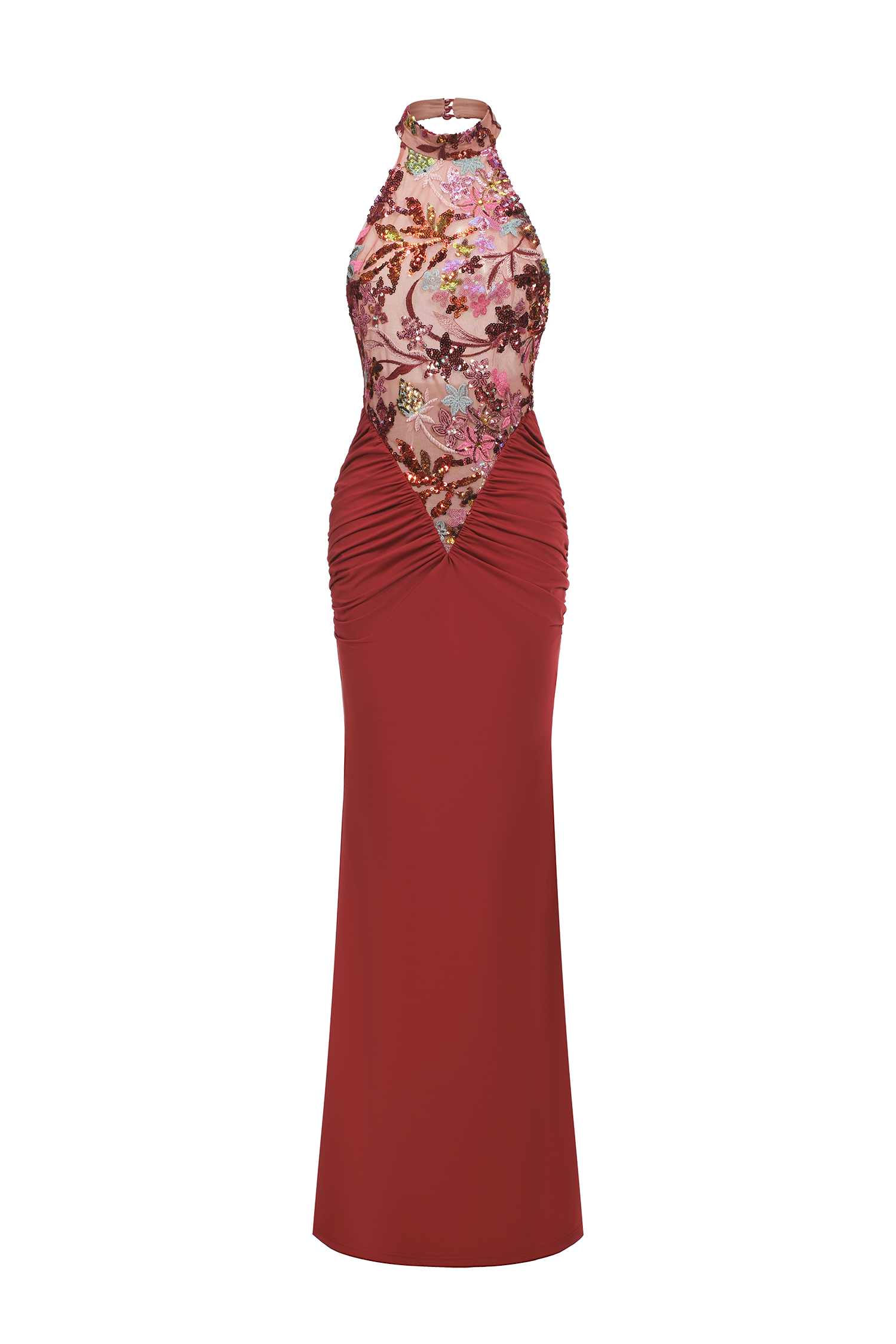 Elisabeth Flowers Sequins Slim Maxi Dress