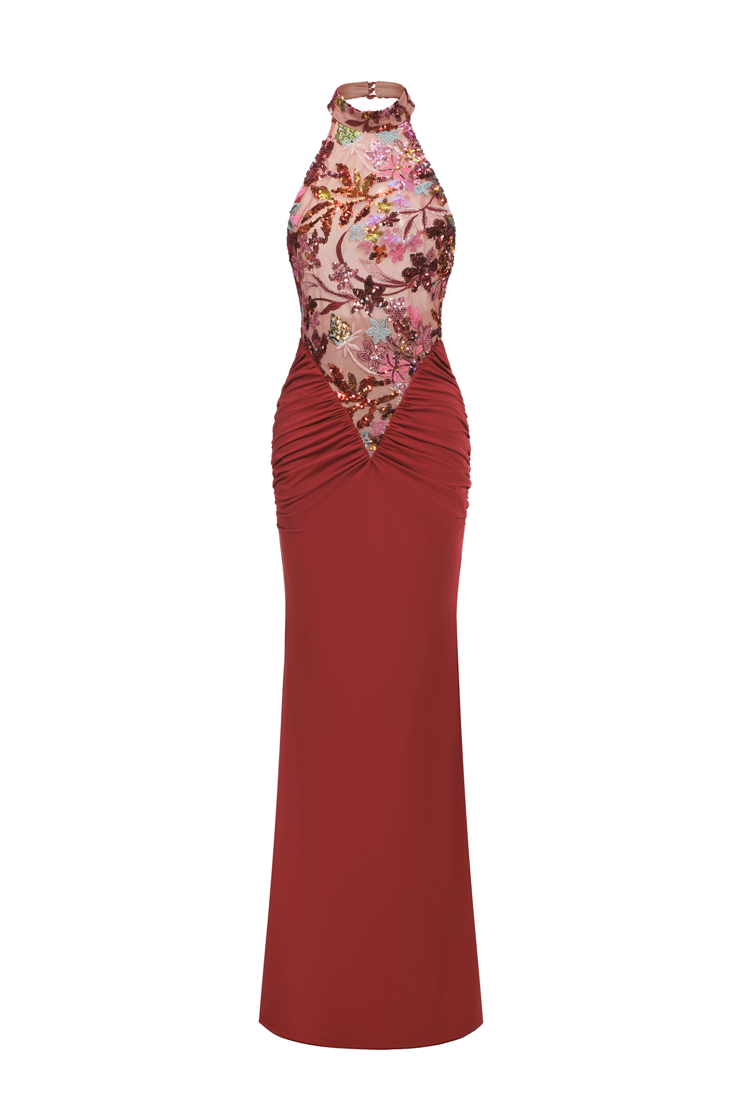 Elisabeth Flowers Sequins Slim Maxi Dress