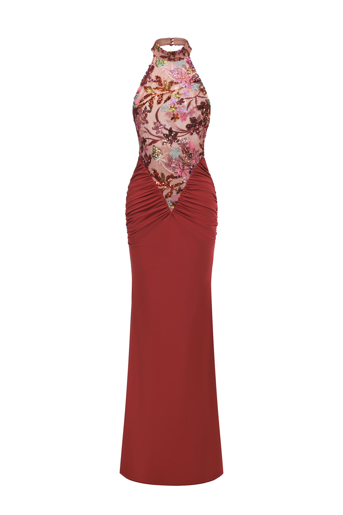 Elisabeth Flowers Sequins Slim Maxi Dress