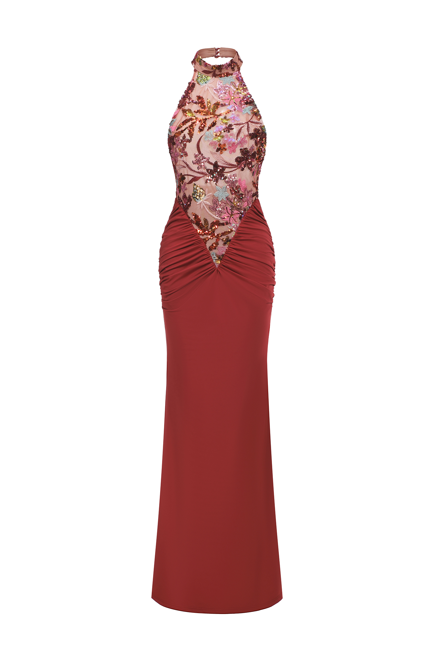 Elisabeth Flowers Sequins Slim Maxi Dress