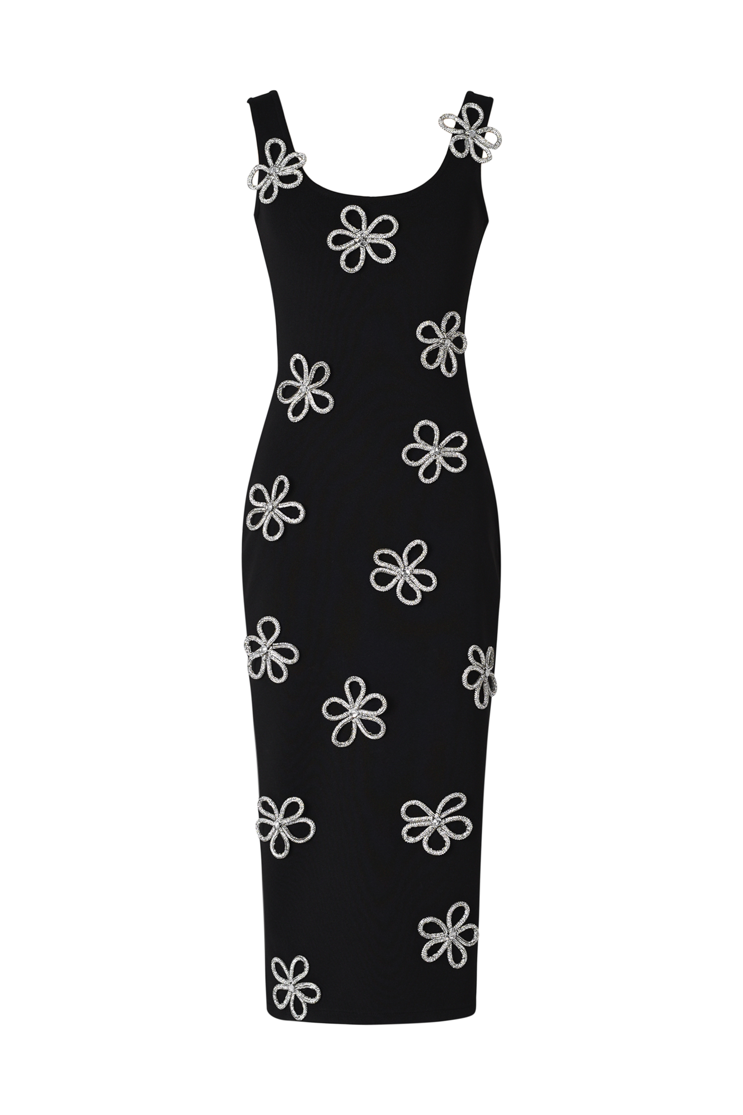 Viane Sleeveless  Diamond Flowers Bandage Midi Dress