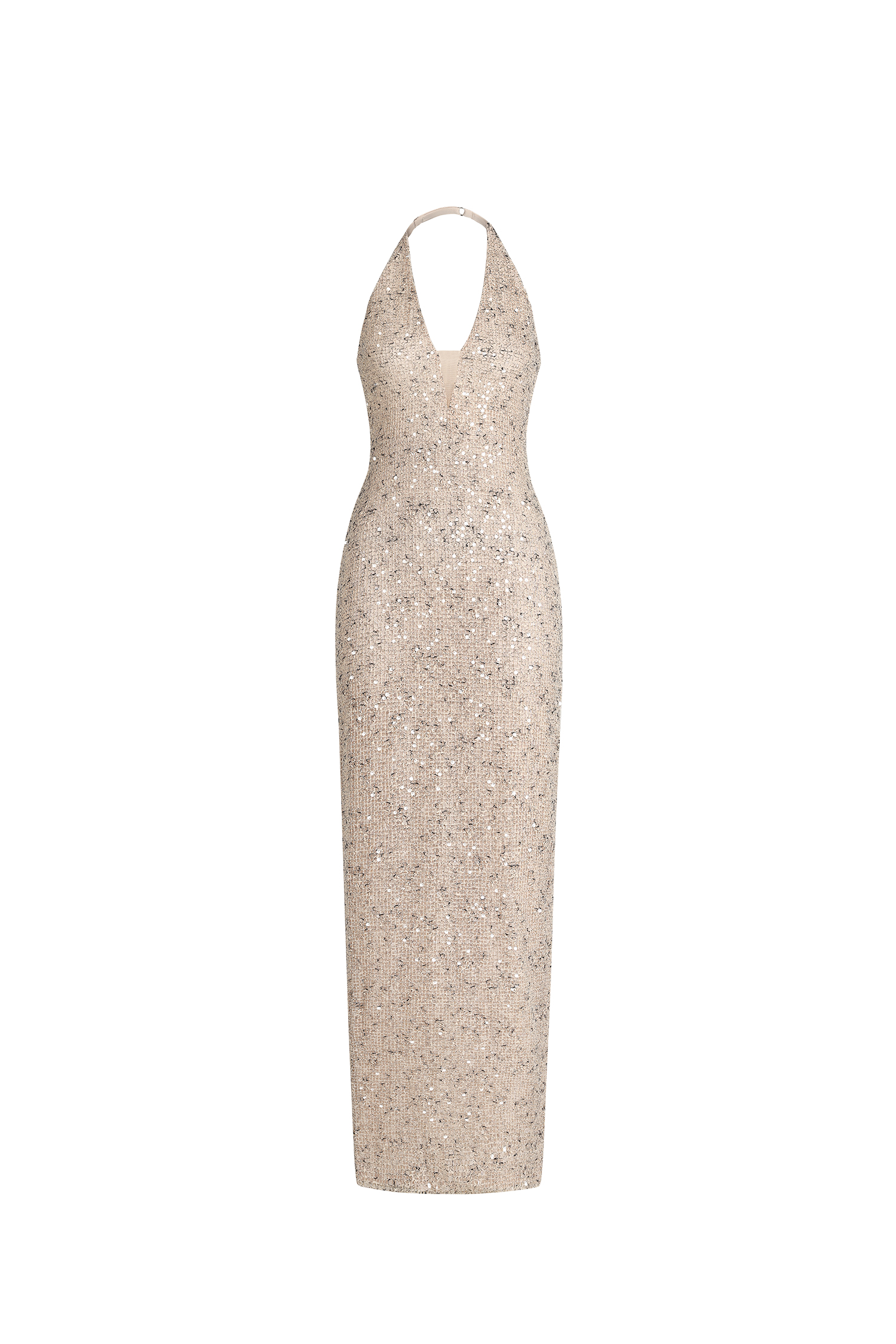 Ibbie Halter Sleeveless V-Neck Diamond Maxi Dress