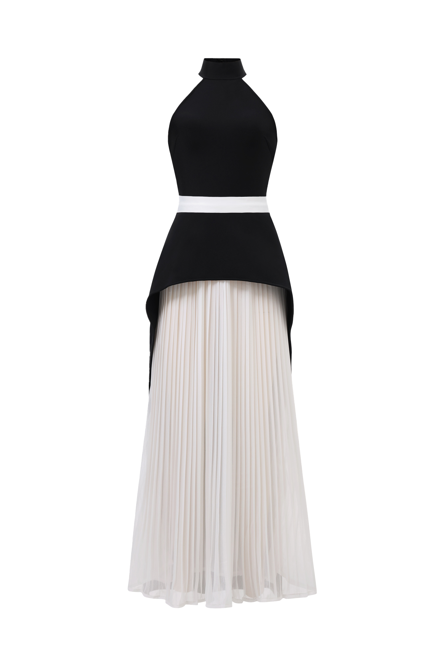 Mila Sleeveless Halter Wrinkles Maxi Dress