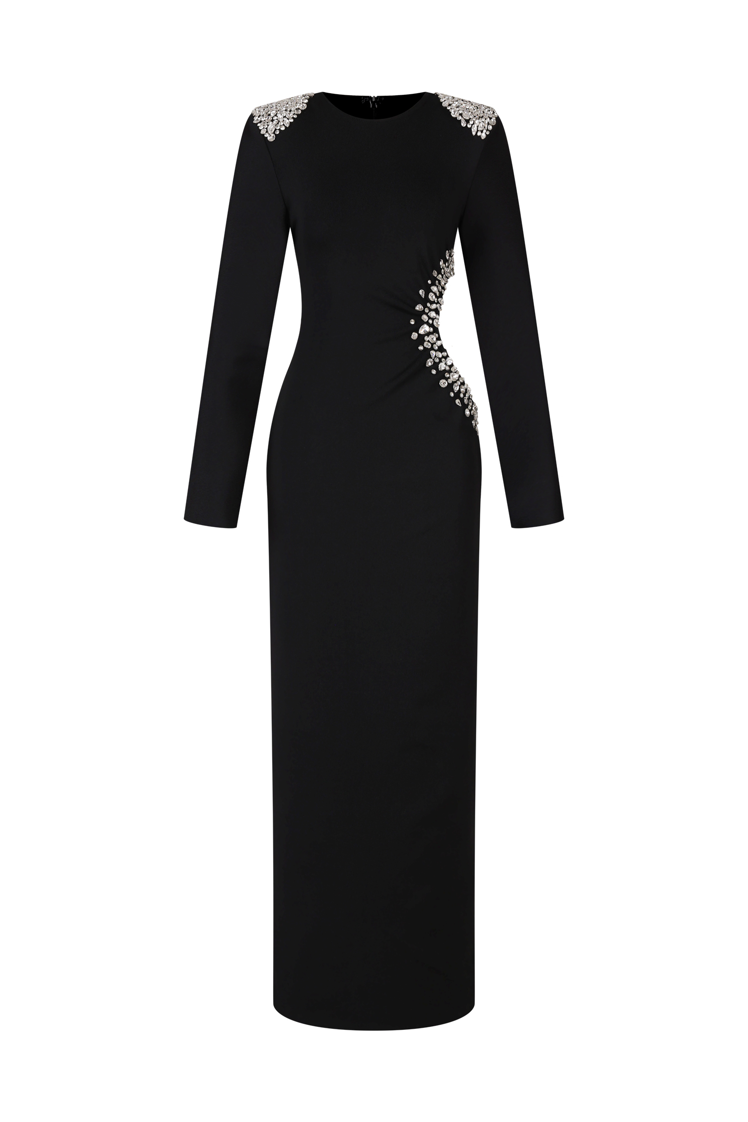 Oliay Long Sleeves Hollow Out Diamond Bandage Maxi Dress