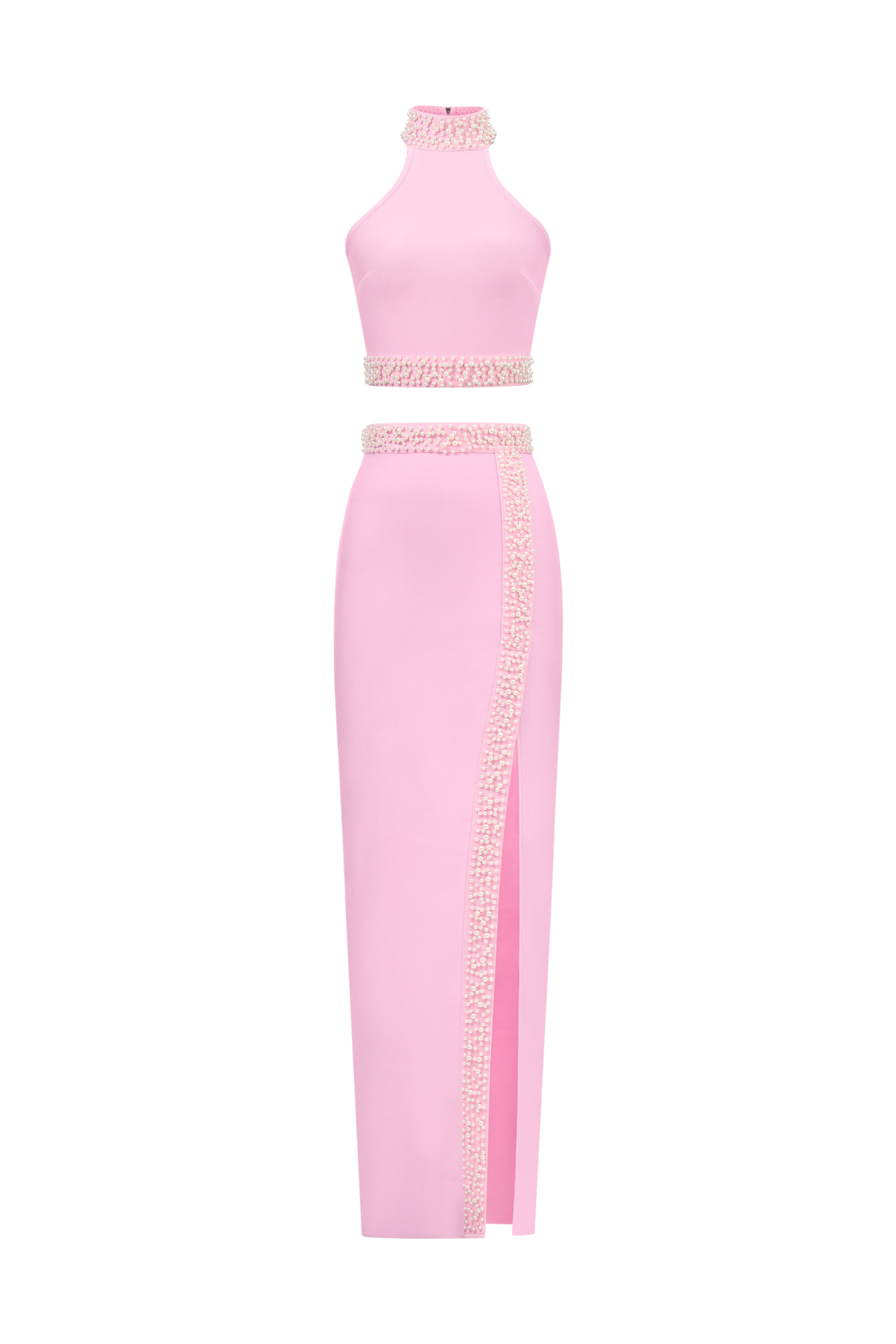 Fenby Halter Sleeveless Slit Bandage Maxi Dress