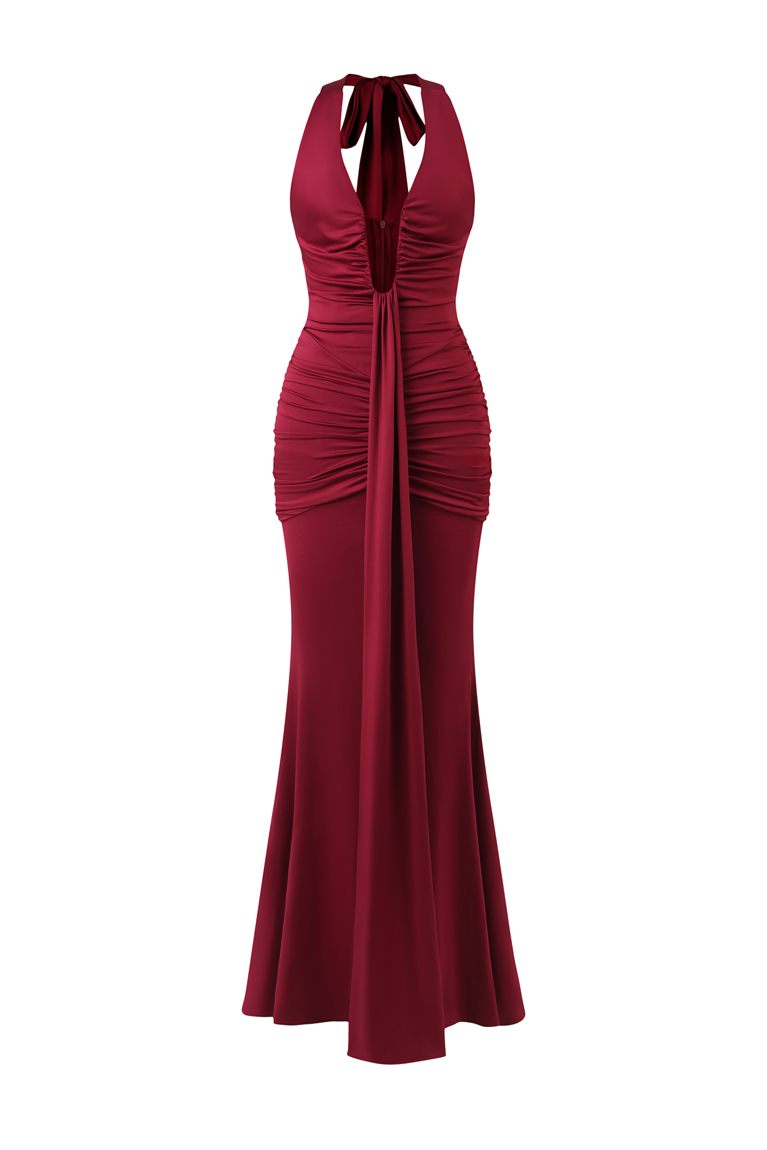 Elsie Halter Sleeveless V-Neck Wrinkles Maxi Dress – Bellabarnett