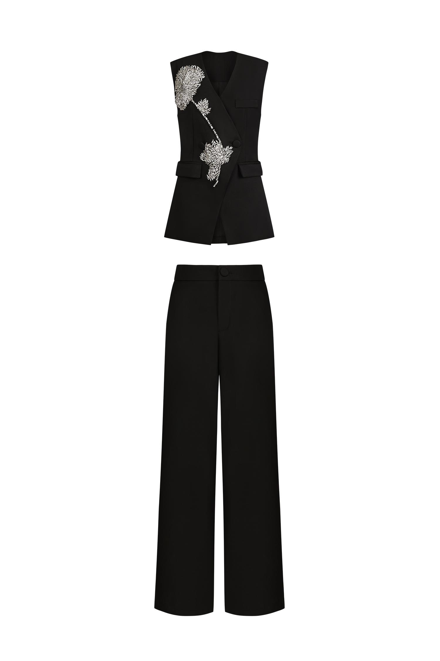 Iresa Sleeveless V-Neck Flowers Maxi Two Piece Set