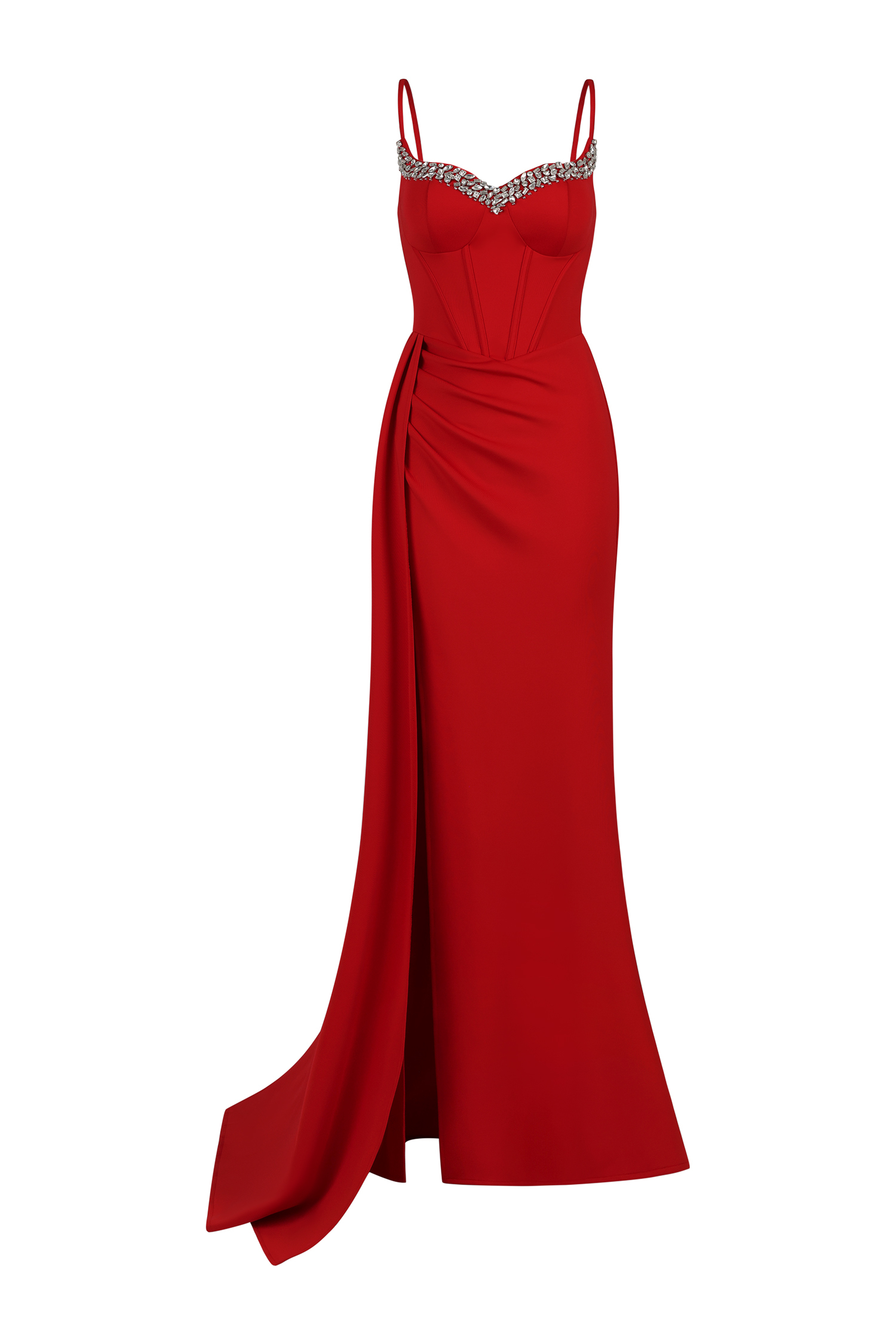 Ethel Sleeveless Strap Slit Diamond Maxi Dress