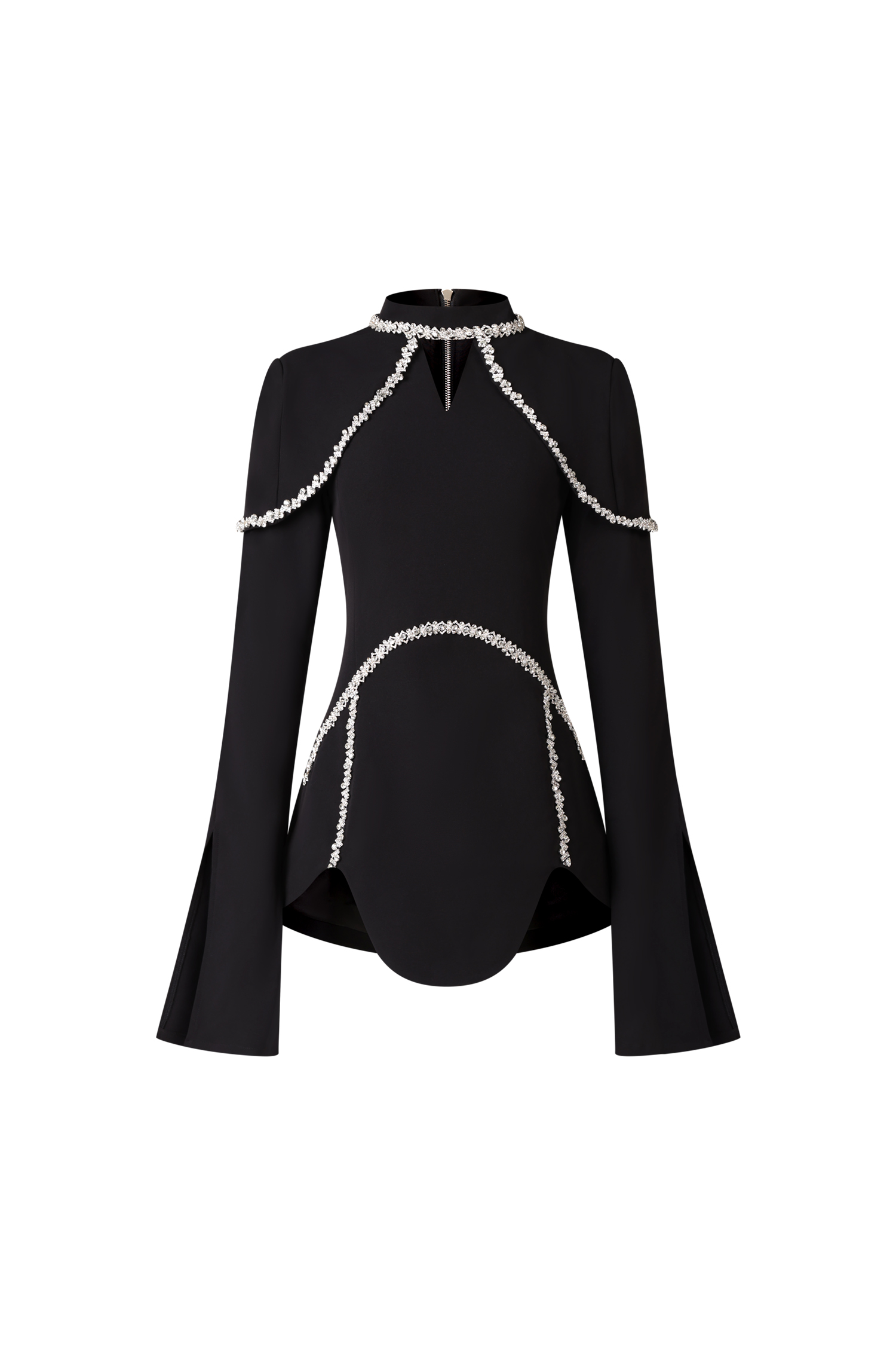 Teagan Long Sleeves High Neck Irregular Puff Sleeves Mini Dress