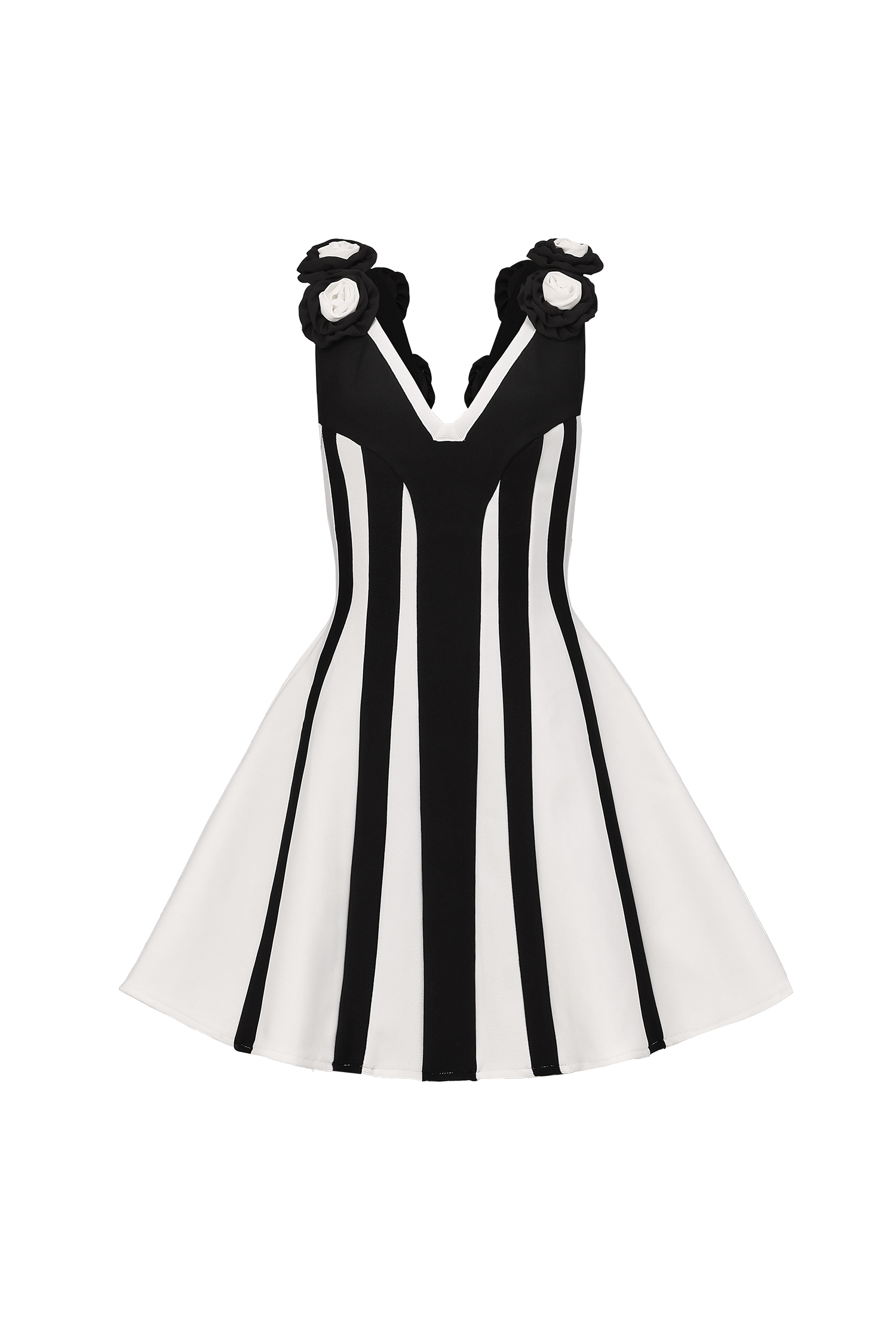 Serela Sleeveless V-Neck Flower Bandage Mini Dress