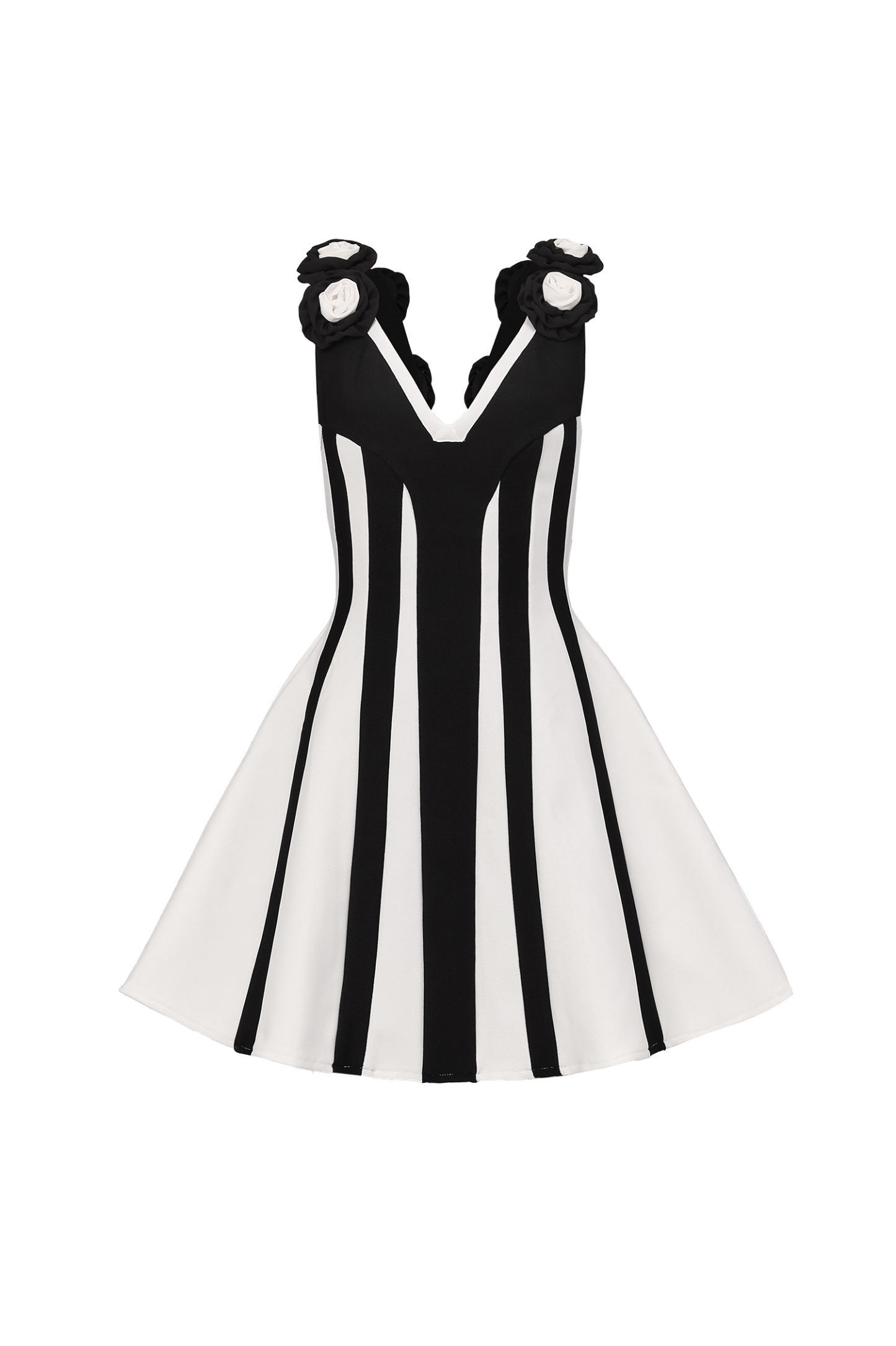 Serela Sleeveless V-Neck Flower Bandage Mini Dress