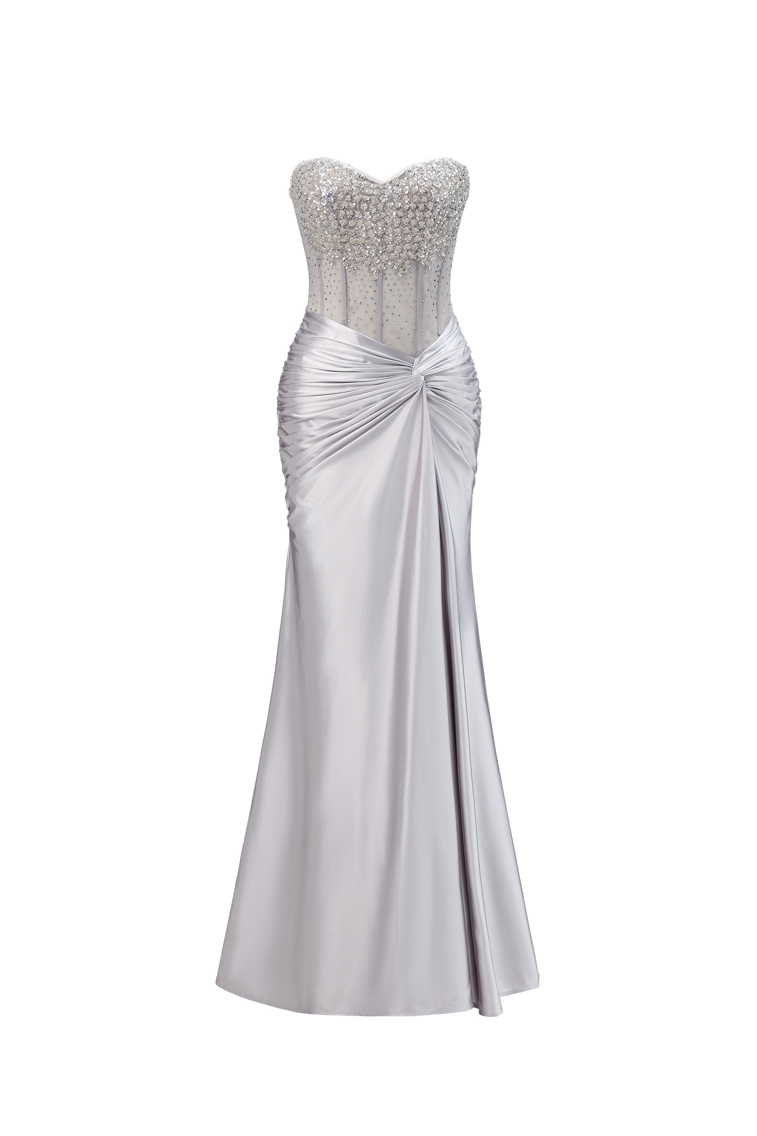 Denny Strapless Sequin High Slit Maxi Dress