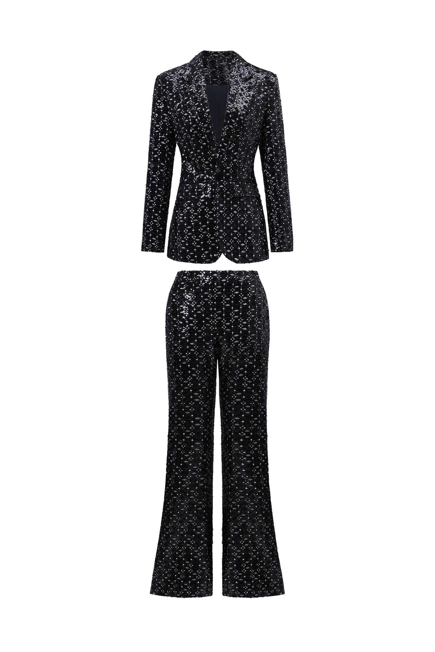 Lula Glamorous Tailored Rhinestone Blazer Two Piece Set