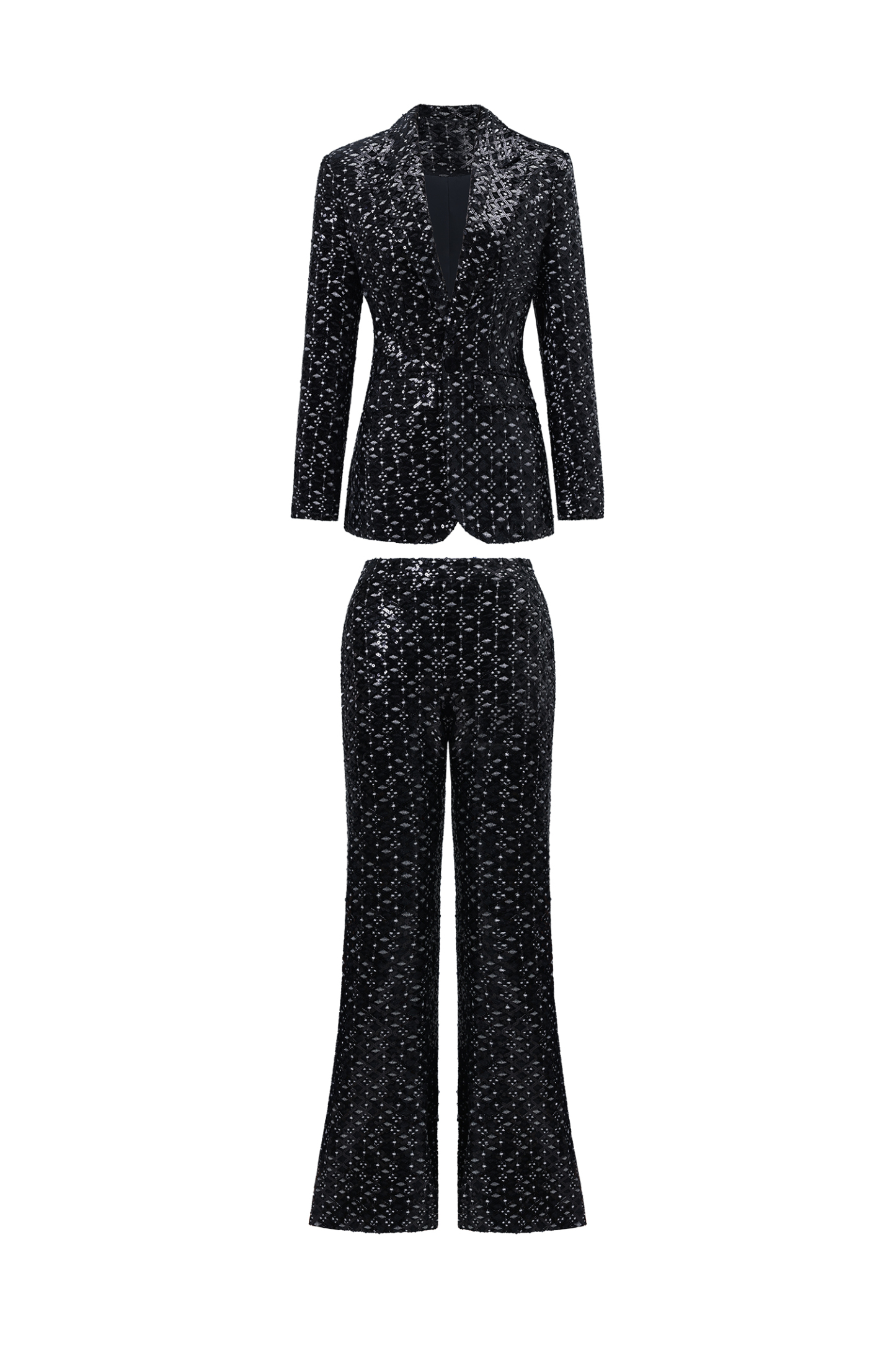 Lula Glamorous Tailored Rhinestone Blazer Two Piece Set