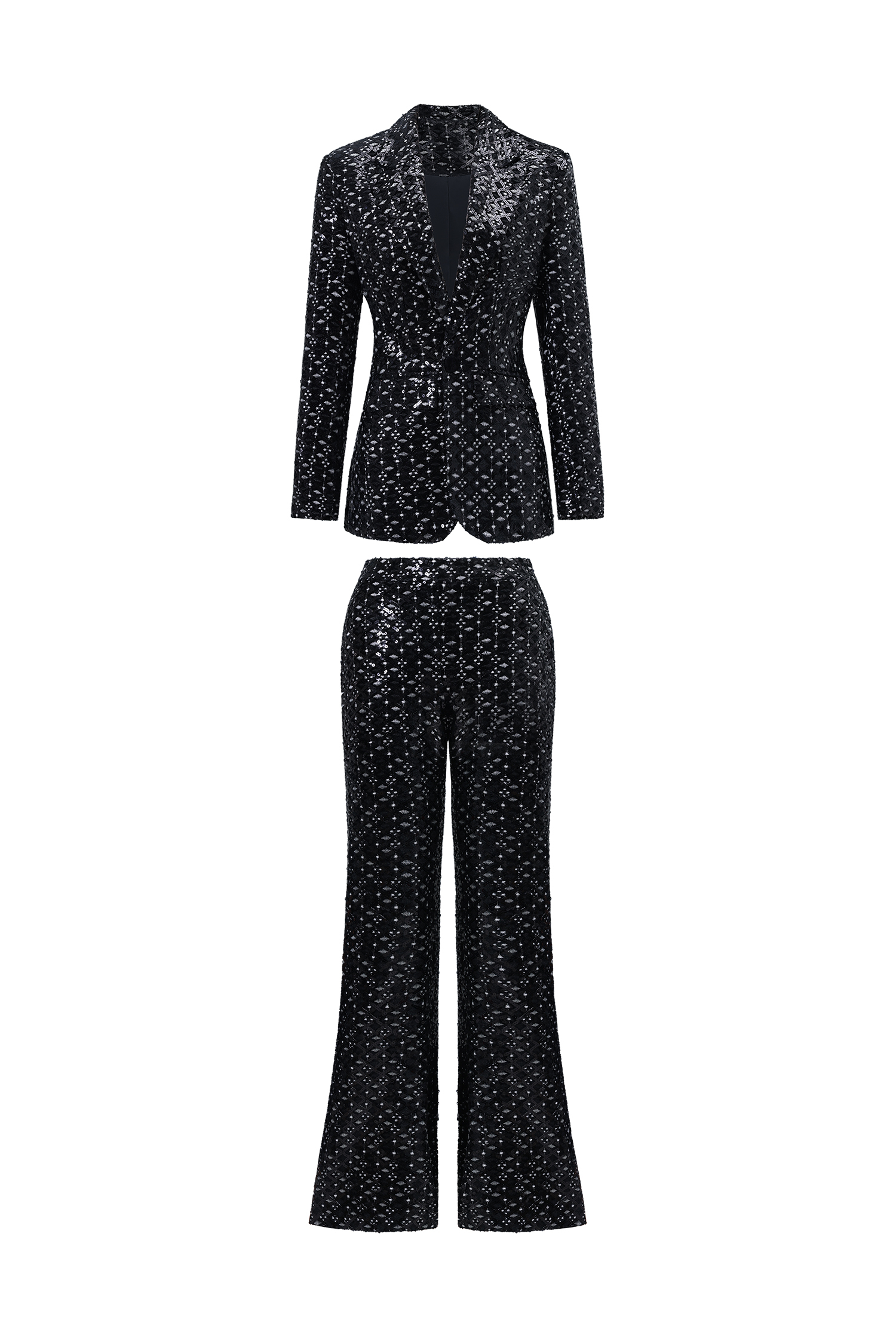Lula Glamorous Tailored Rhinestone Blazer Two Piece Set