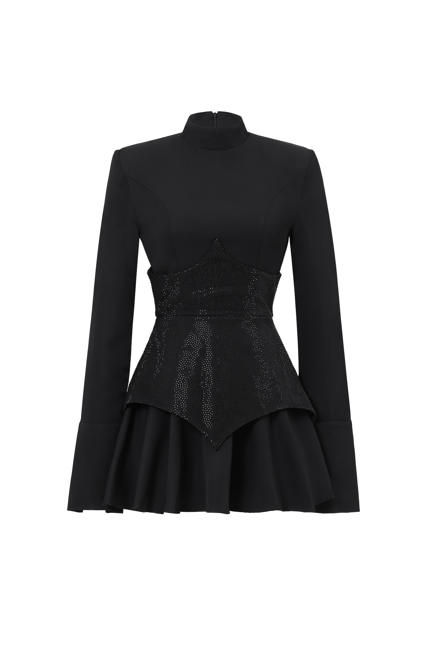 Tanria Classic Tailored Long Sleeve Crystal Mini Dress