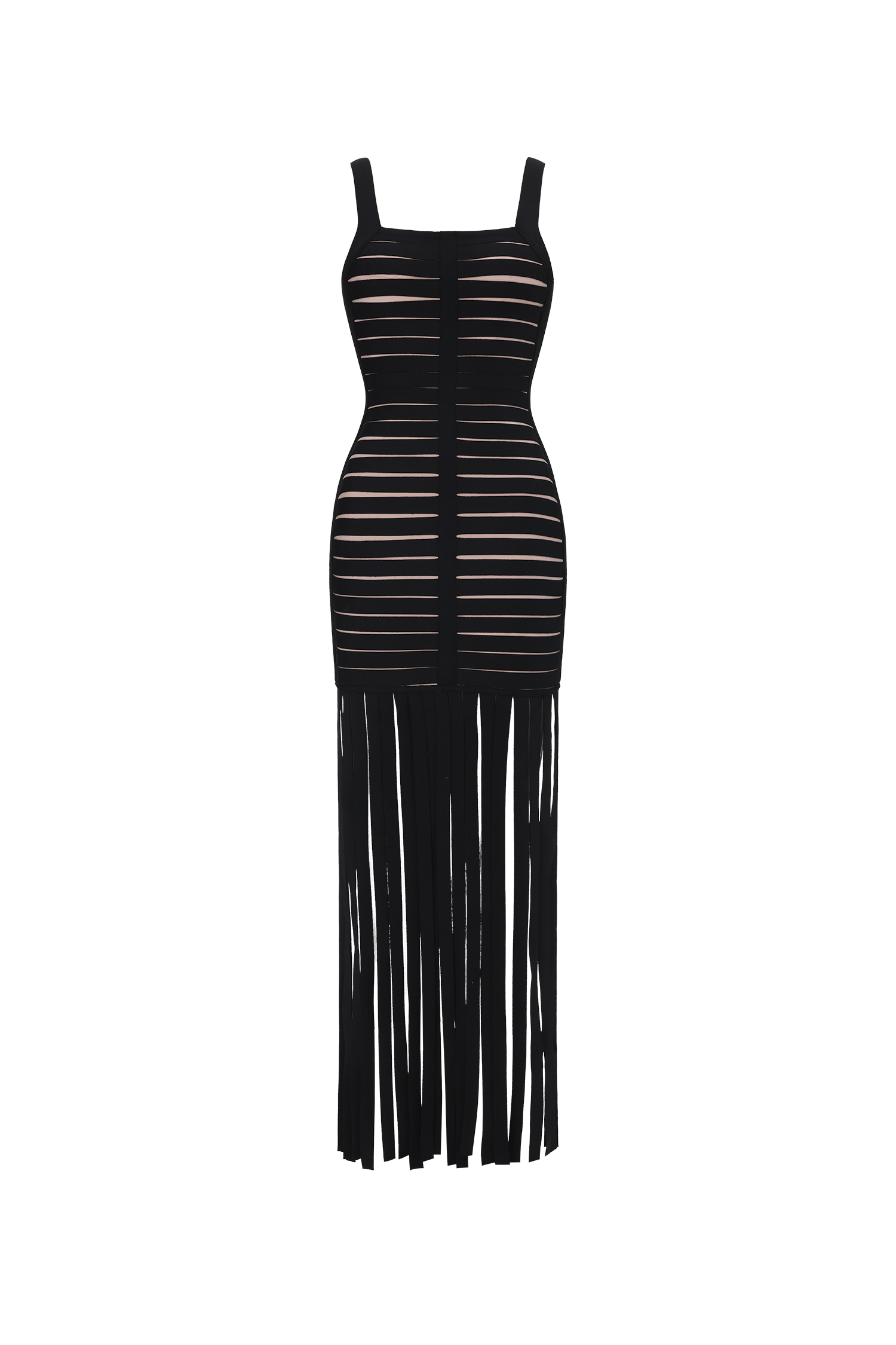 Piala Chic Contour Cut Out Fringe Bandage Maxi Dress
