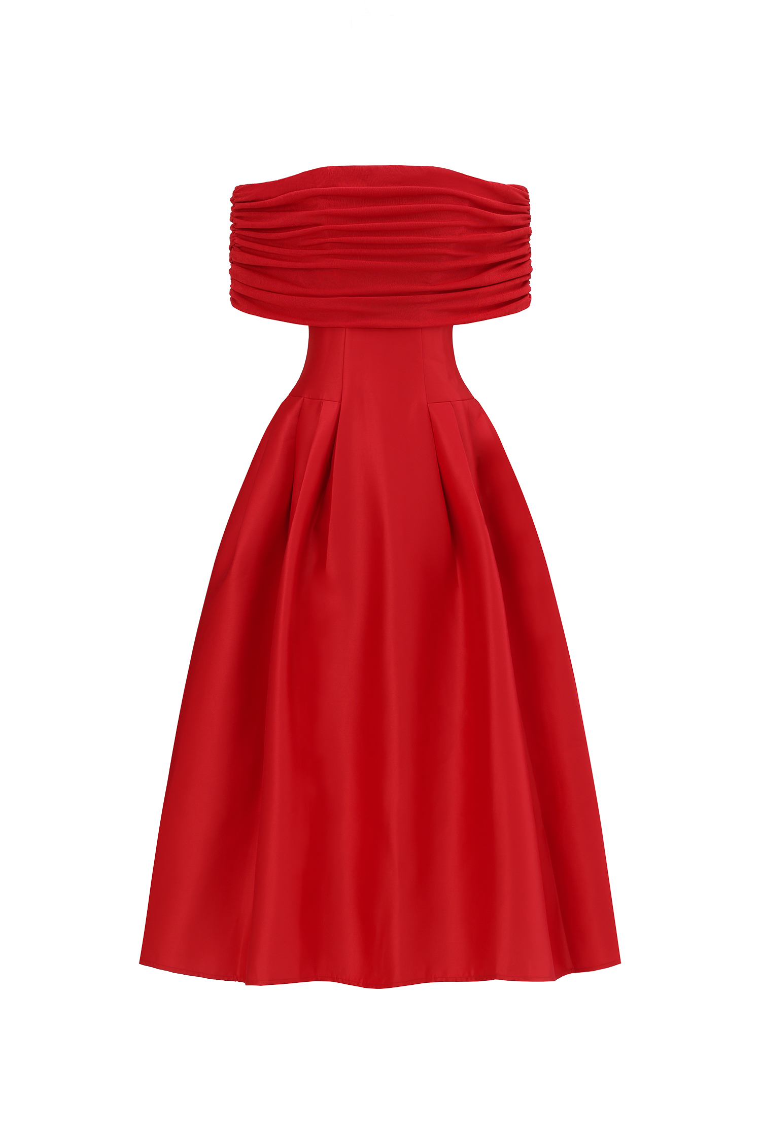 Lape Romantic Tailored Off Shoulder Ruched Maxi Dress