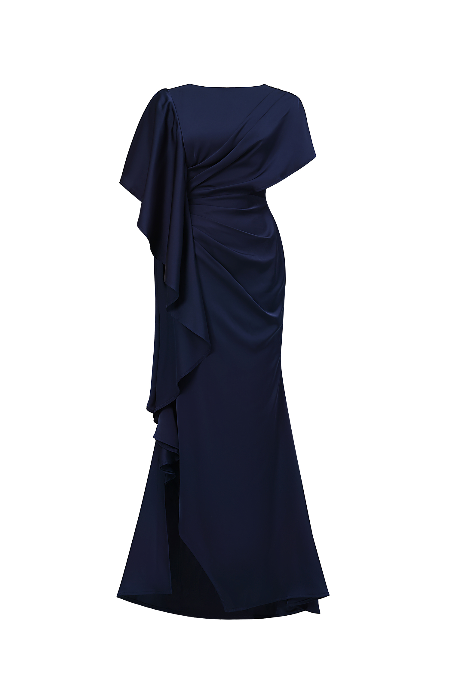 Lave Elegant Flowy Pleated Ruffle Satin Maxi Dress