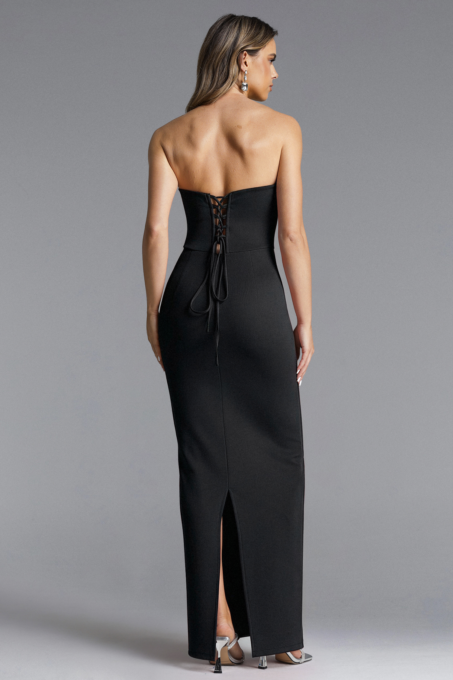 Verues Glamorous Starpless Rhinestone Bandage Maxi Dress