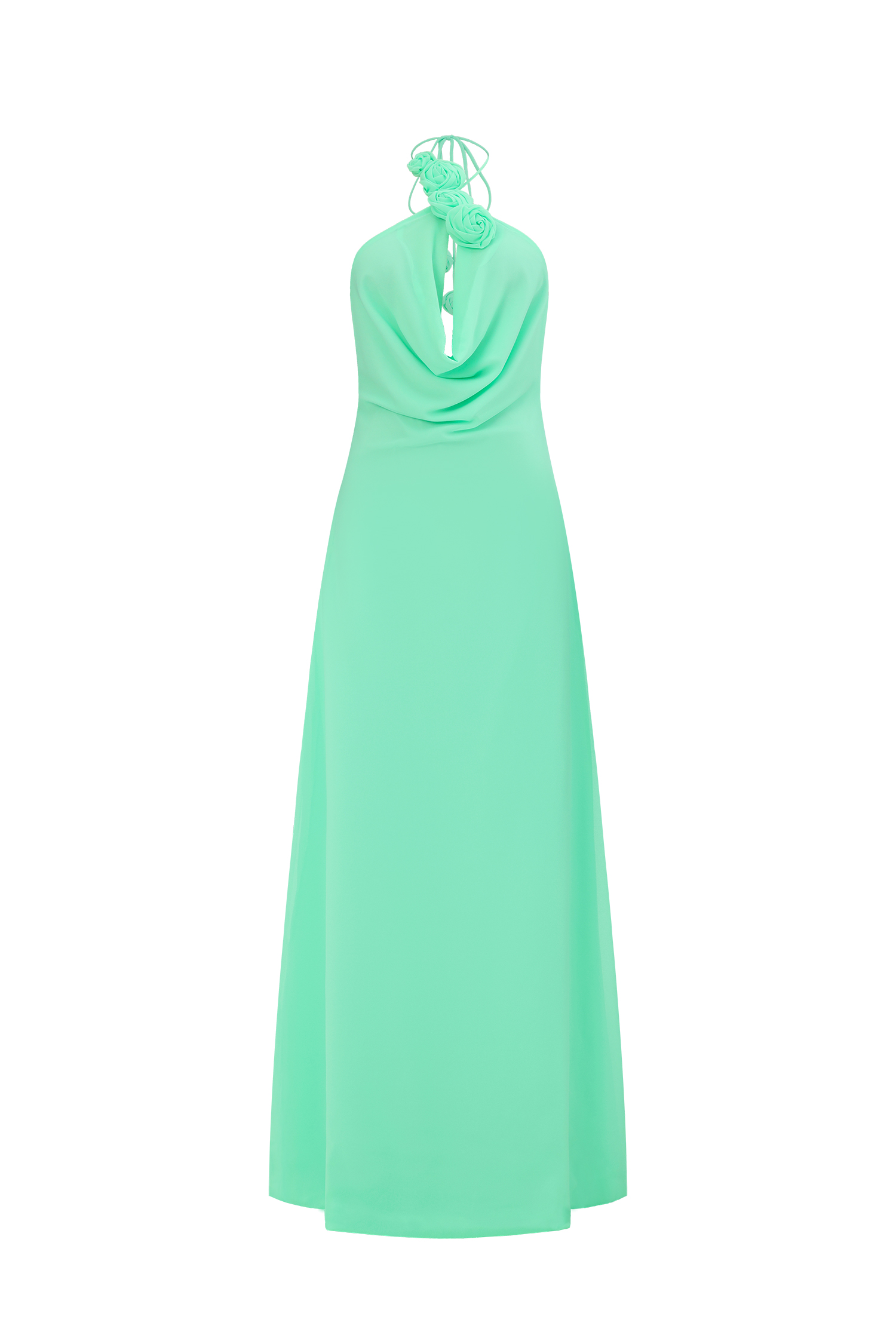Johe Elegant Flowy Cowl Neck Halter Floral Maxi Dress
