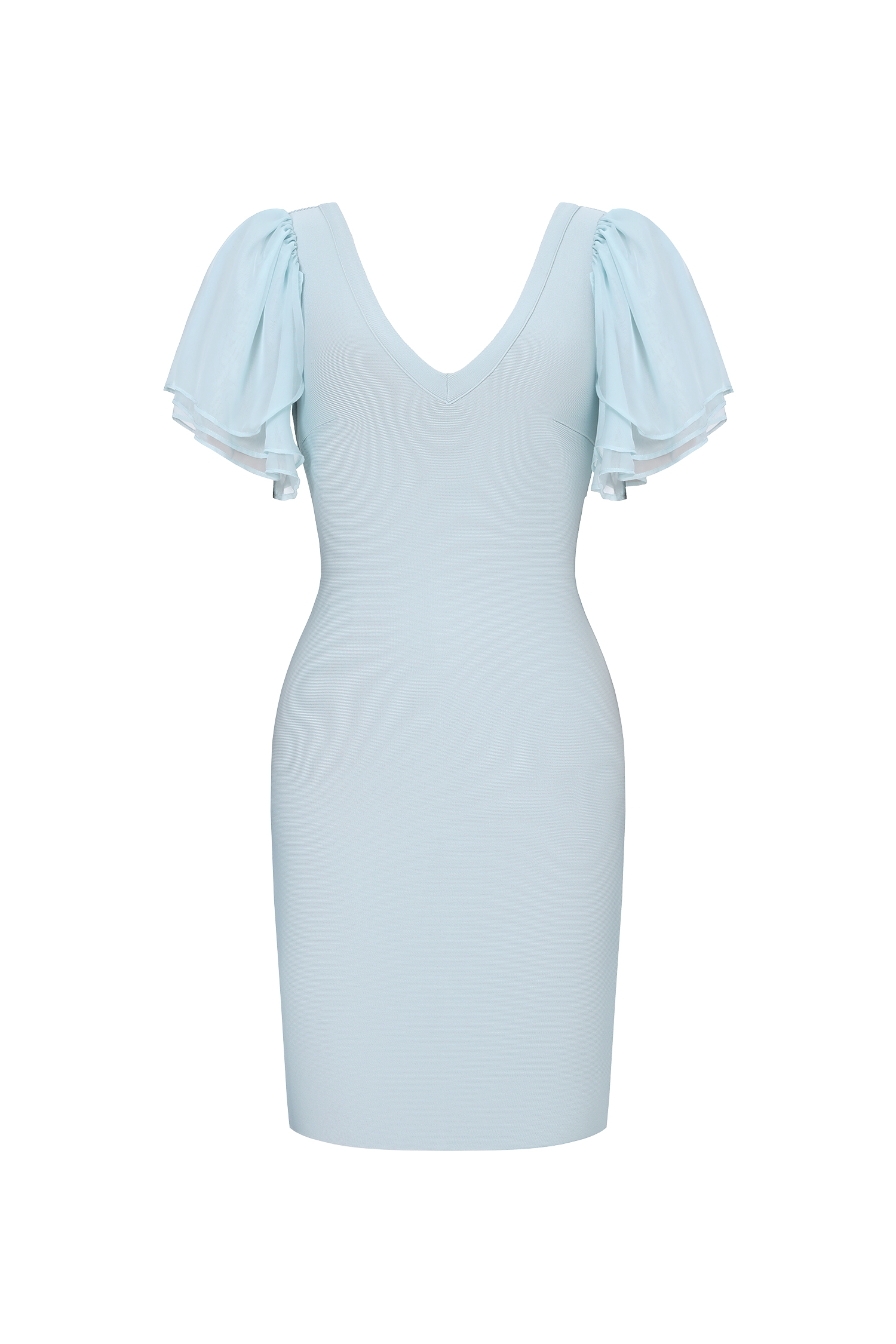 Winiva Classic Contour V Neck Short Sleeve Bandage Midi Dress