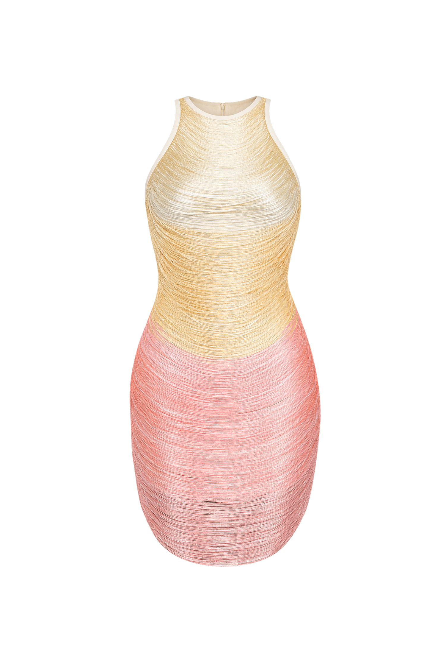 Kimala Chic Contour Sleeveless Gradient Fringe Bandage Midi Dress
